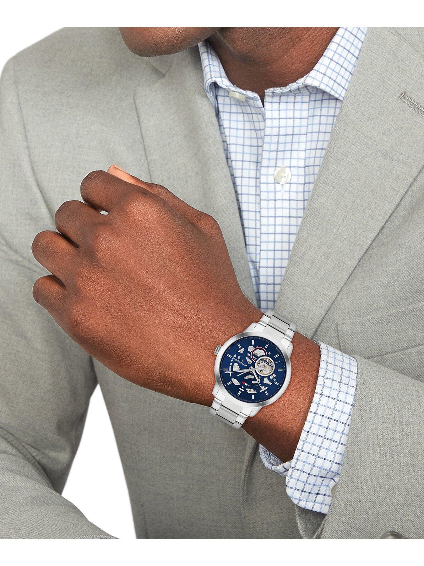 Image 4 of 7 of Tommy Hilfiger Stainless Steel Automatic Watch with skeleton dial