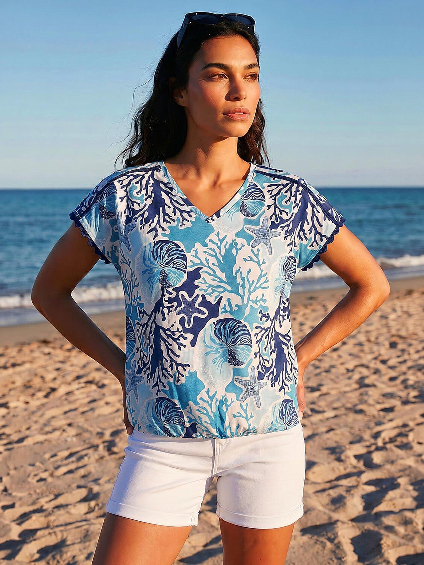 Roman Marine Ric Rac Trim Top