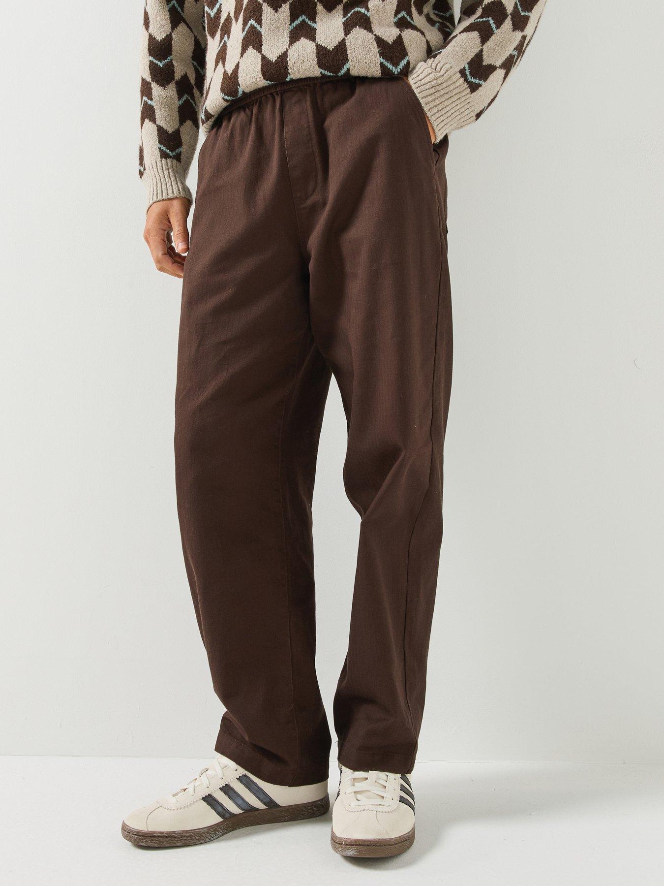 Image 1 of 6 of Farah Farah Greenport Drawstring Straight Loose Fit Trousers - Brown