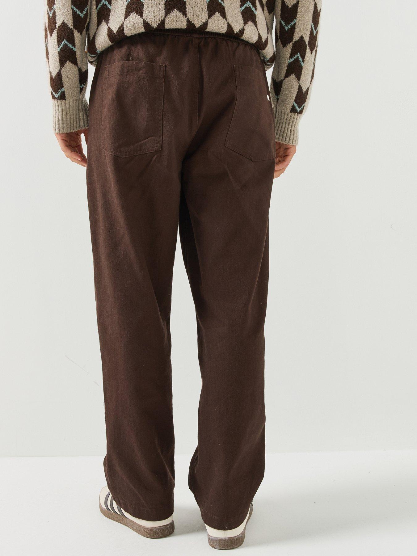 Image 2 of 6 of Farah Farah Greenport Drawstring Straight Loose Fit Trousers - Brown