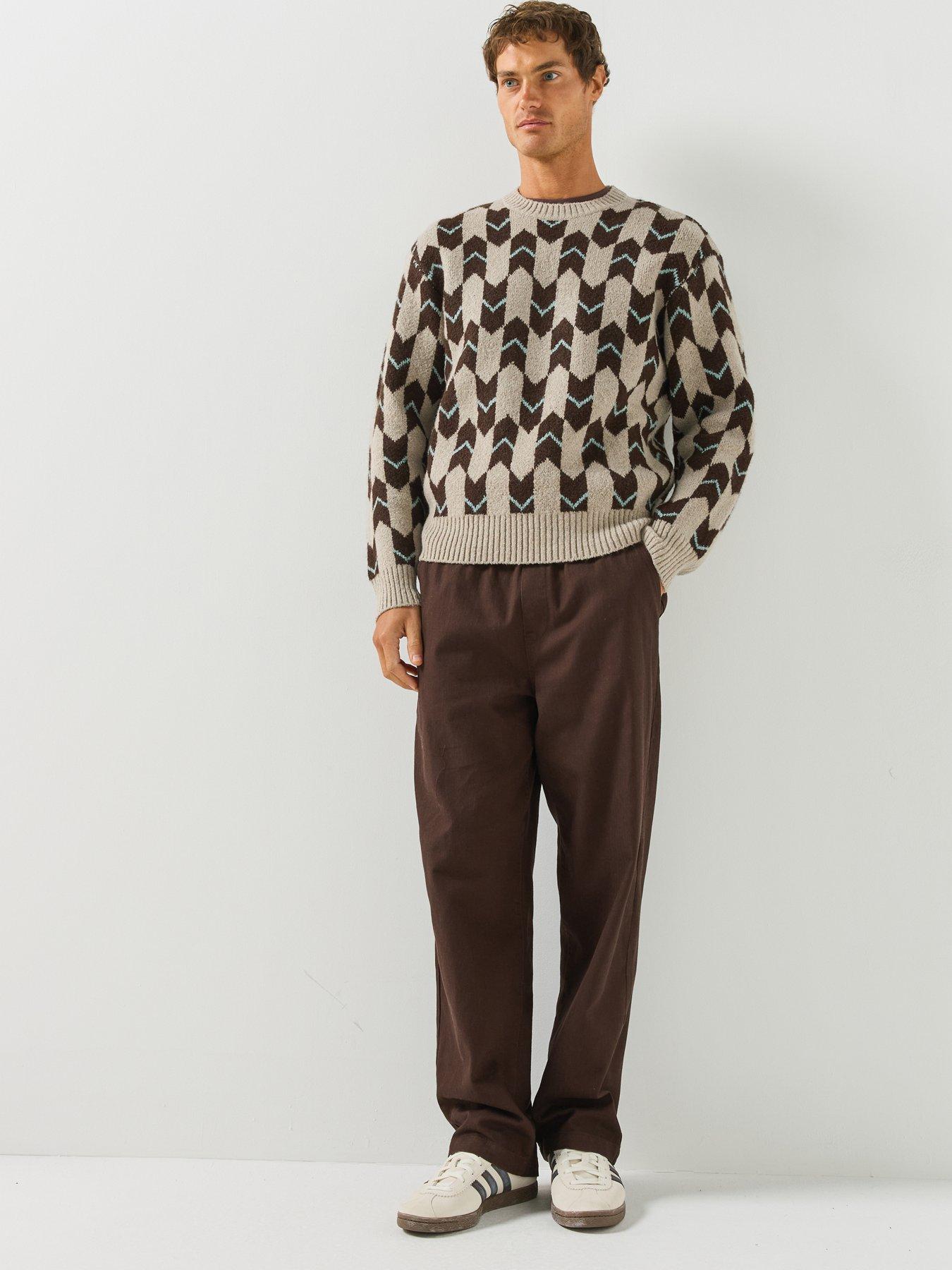 Image 3 of 6 of Farah Farah Greenport Drawstring Straight Loose Fit Trousers - Brown