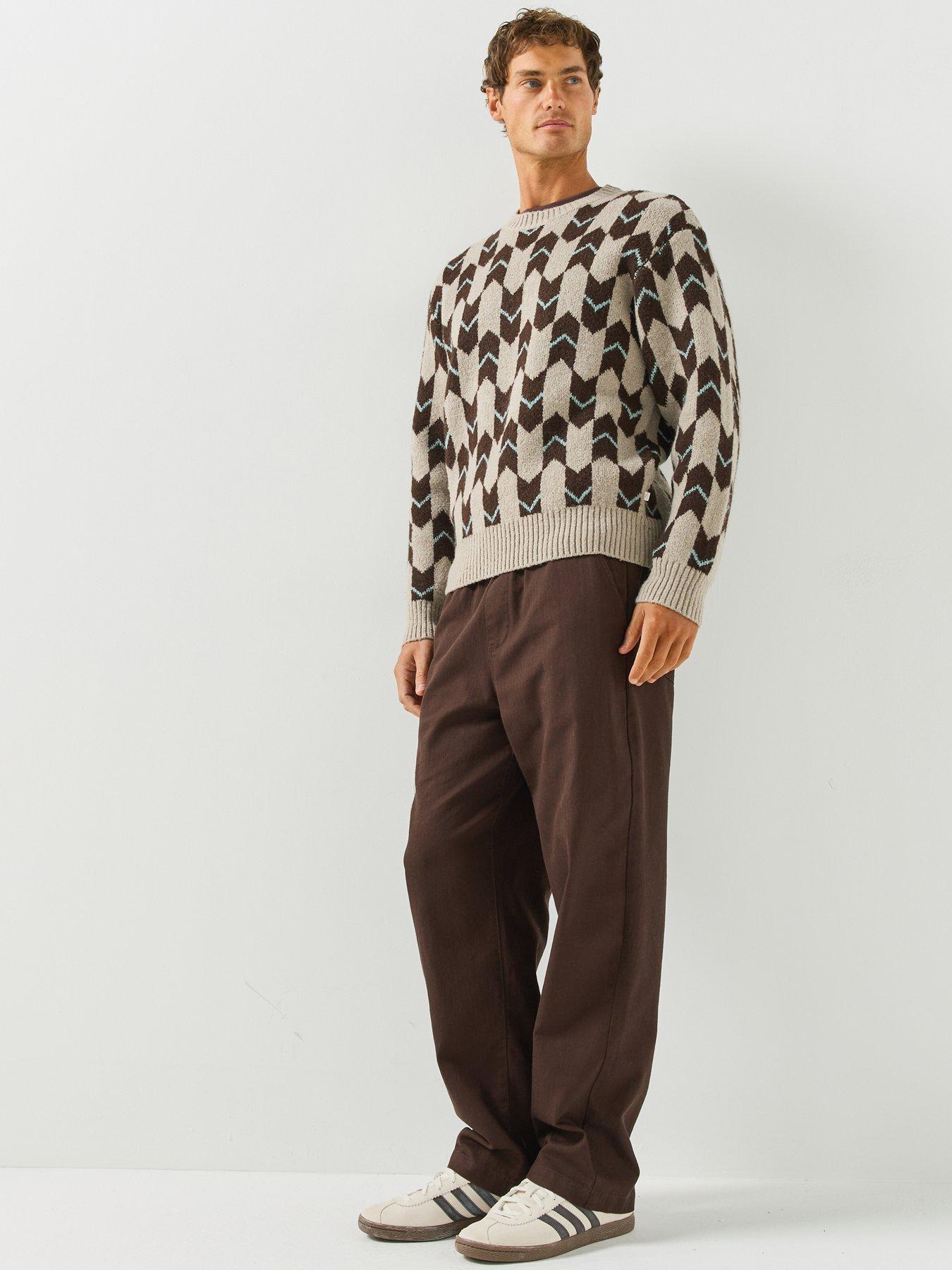 Image 5 of 6 of Farah Farah Greenport Drawstring Straight Loose Fit Trousers - Brown
