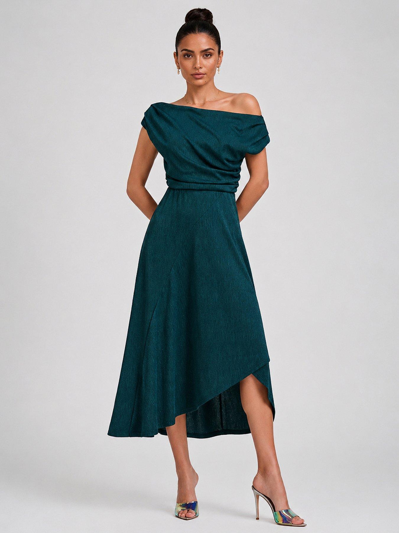 Jolie Moi Draped Jersey Cowl Neck Midi Dress - Green
