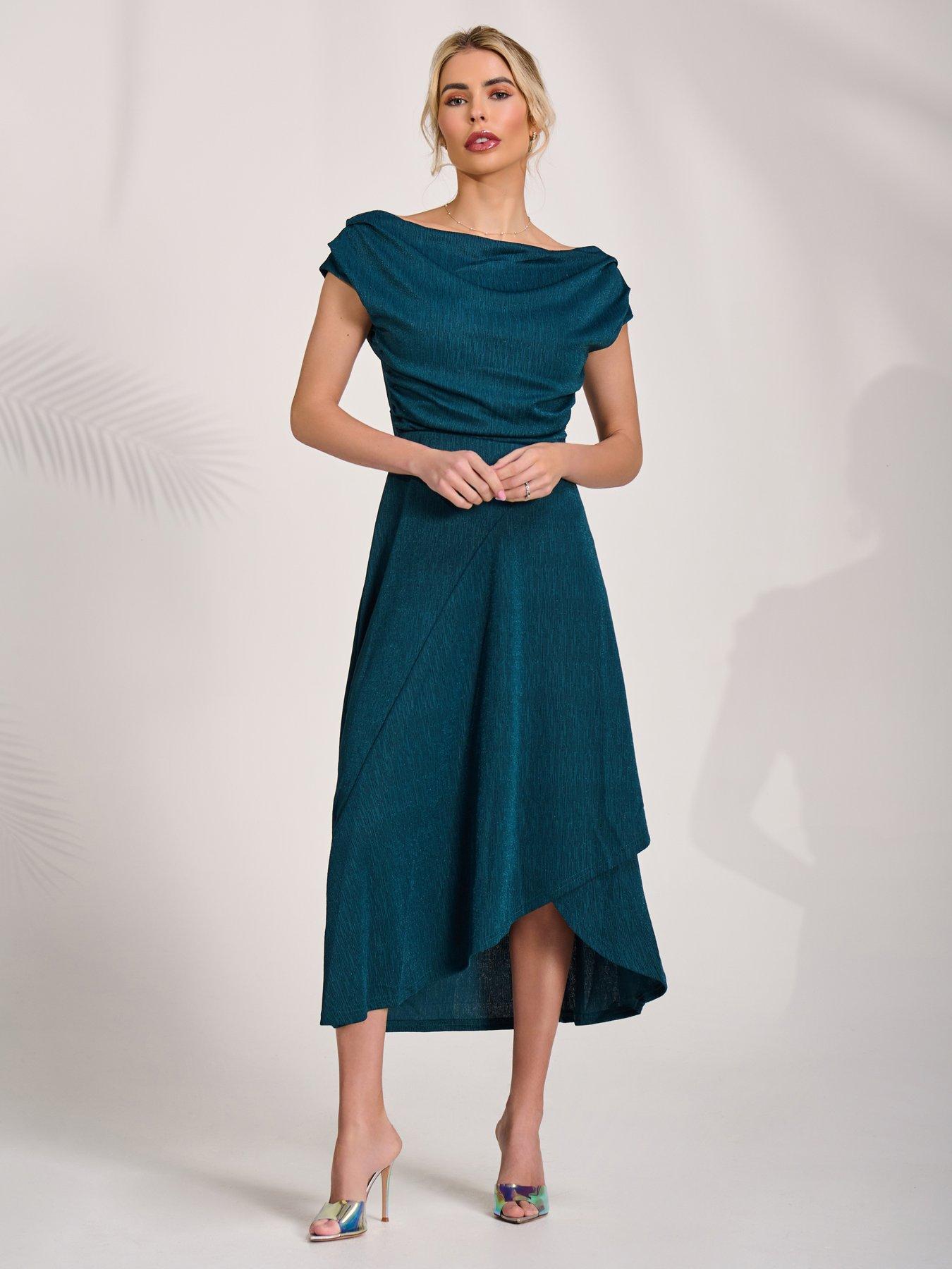 Jolie Moi Draped Jersey Cowl Neck Midi Dress - Green