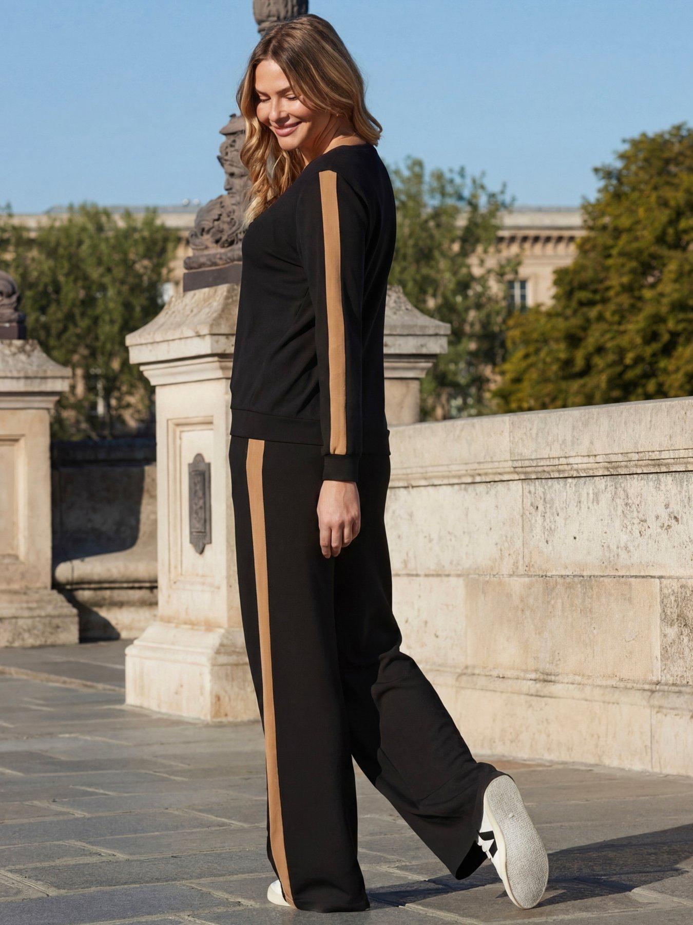 Image 3 of 4 of Sosandar Side Stripe Trousers - Black