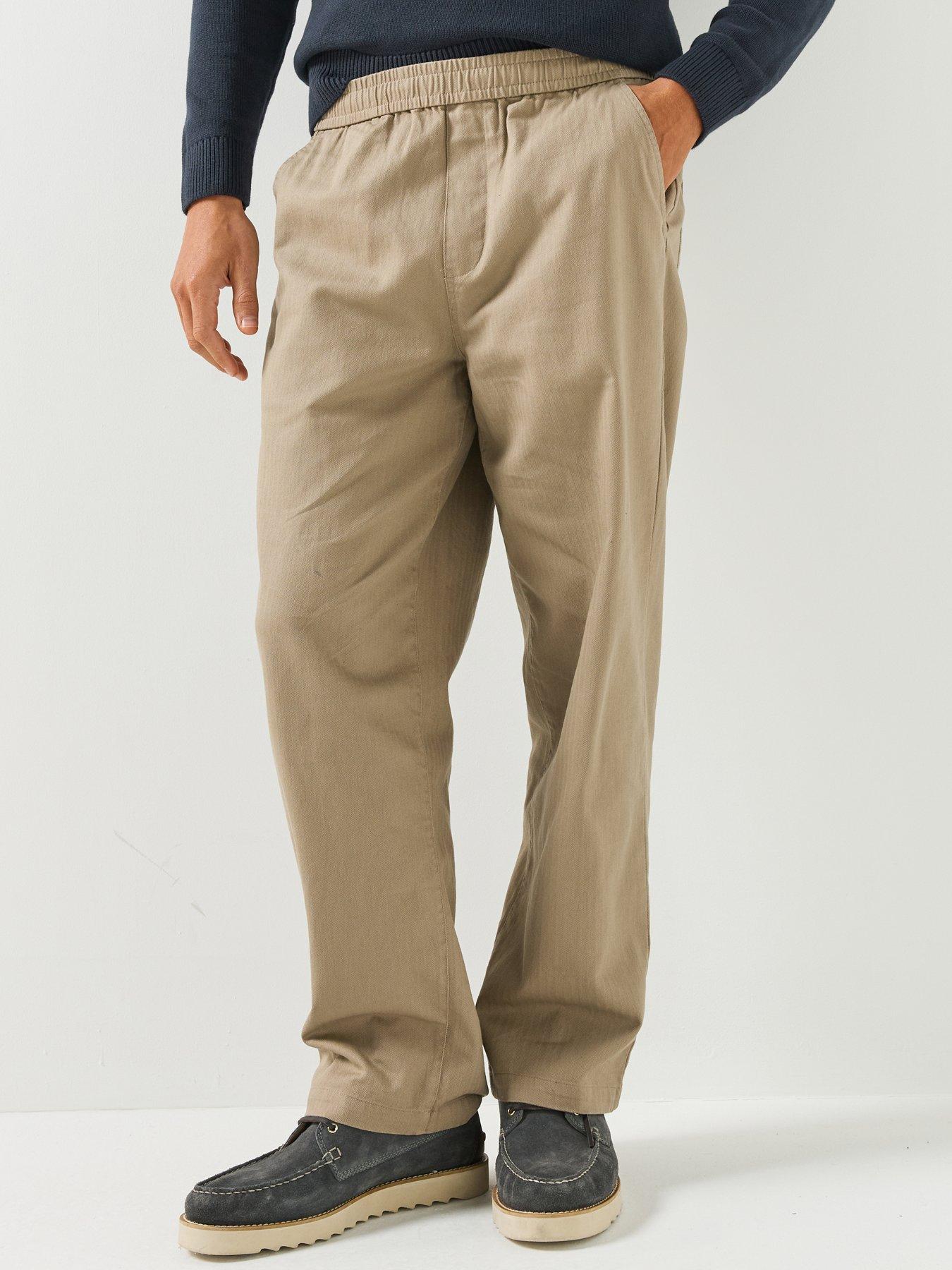 Image 1 of 5 of Farah Farah Greenport Drawstring Straight Loose Fit Trousers - Beige