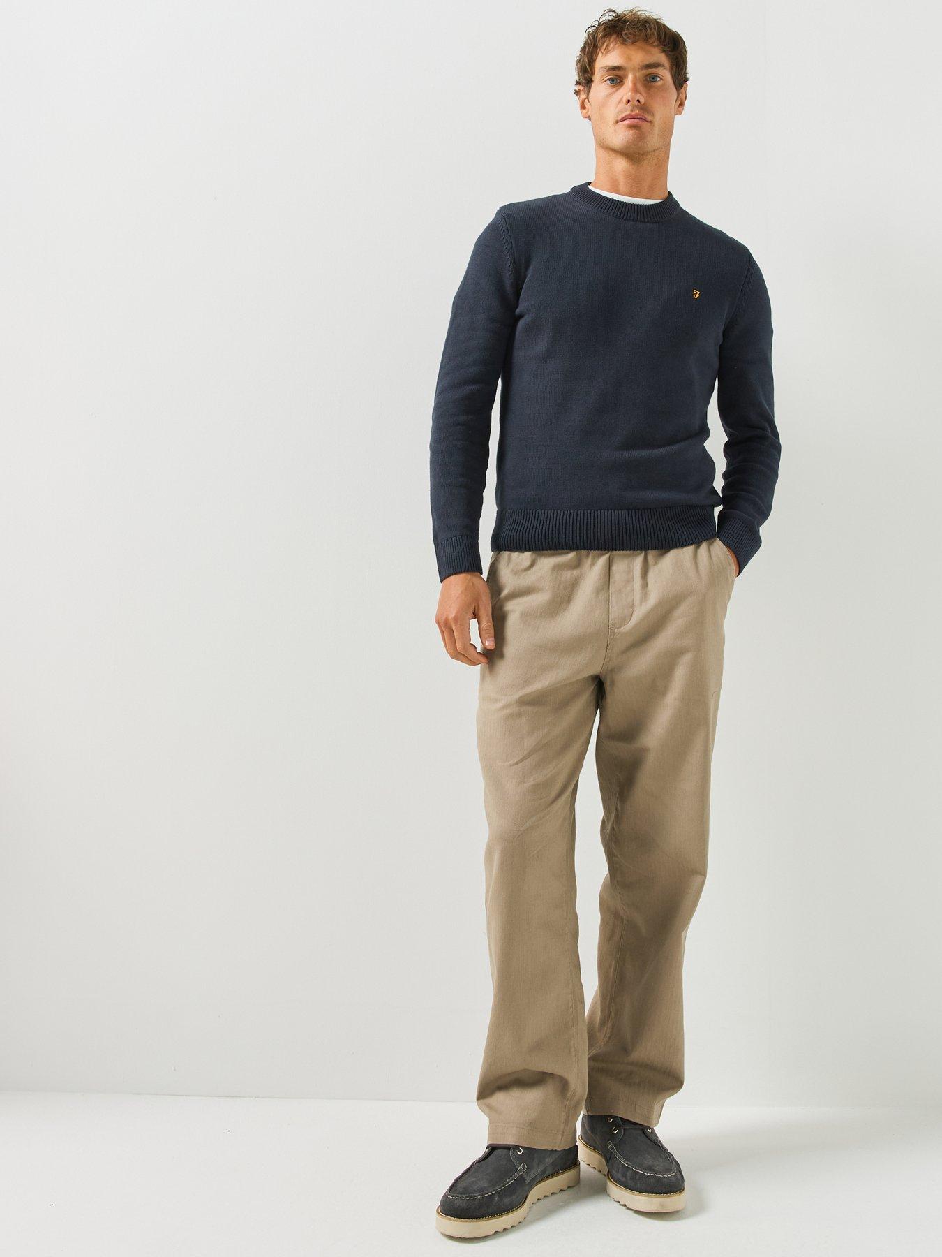 Image 3 of 5 of Farah Farah Greenport Drawstring Straight Loose Fit Trousers - Beige