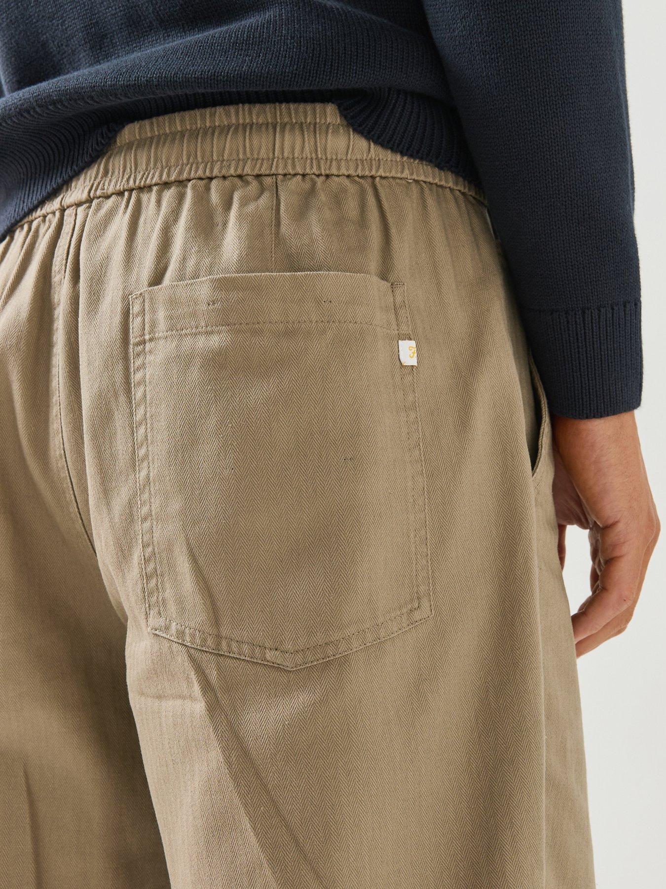 Image 4 of 5 of Farah Farah Greenport Drawstring Straight Loose Fit Trousers - Beige