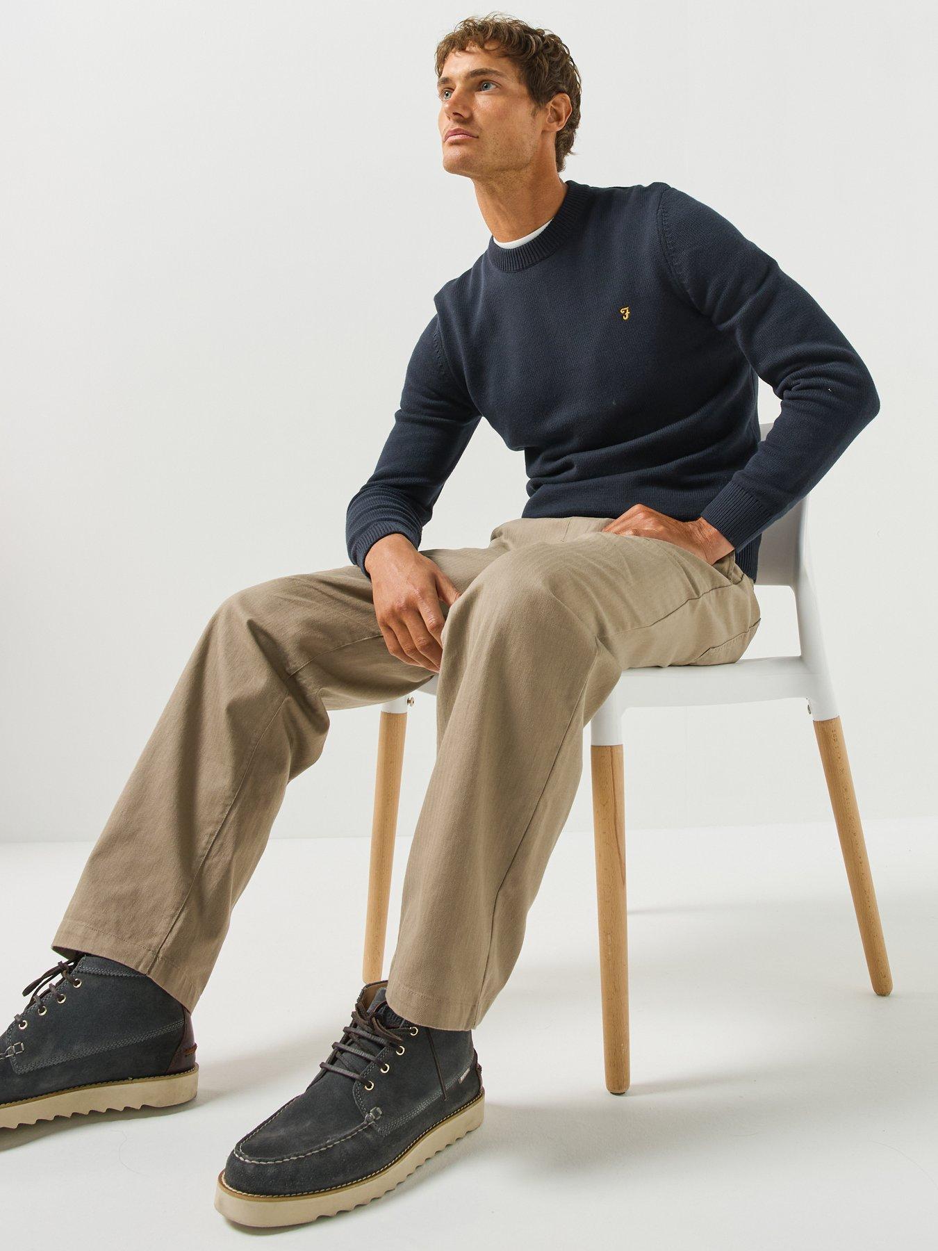 Image 5 of 5 of Farah Farah Greenport Drawstring Straight Loose Fit Trousers - Beige