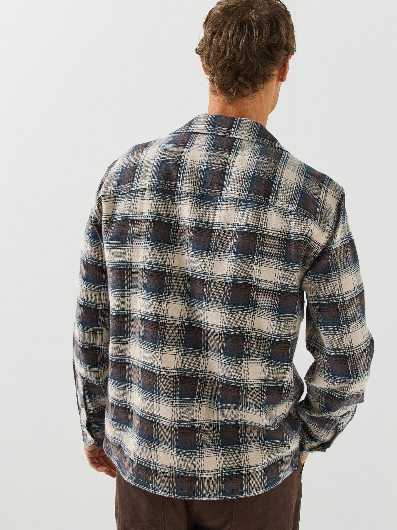Image 2 of 6 of Farah Farah Lavelle F Tab Check Print Long Sleeve Shirt - Brown