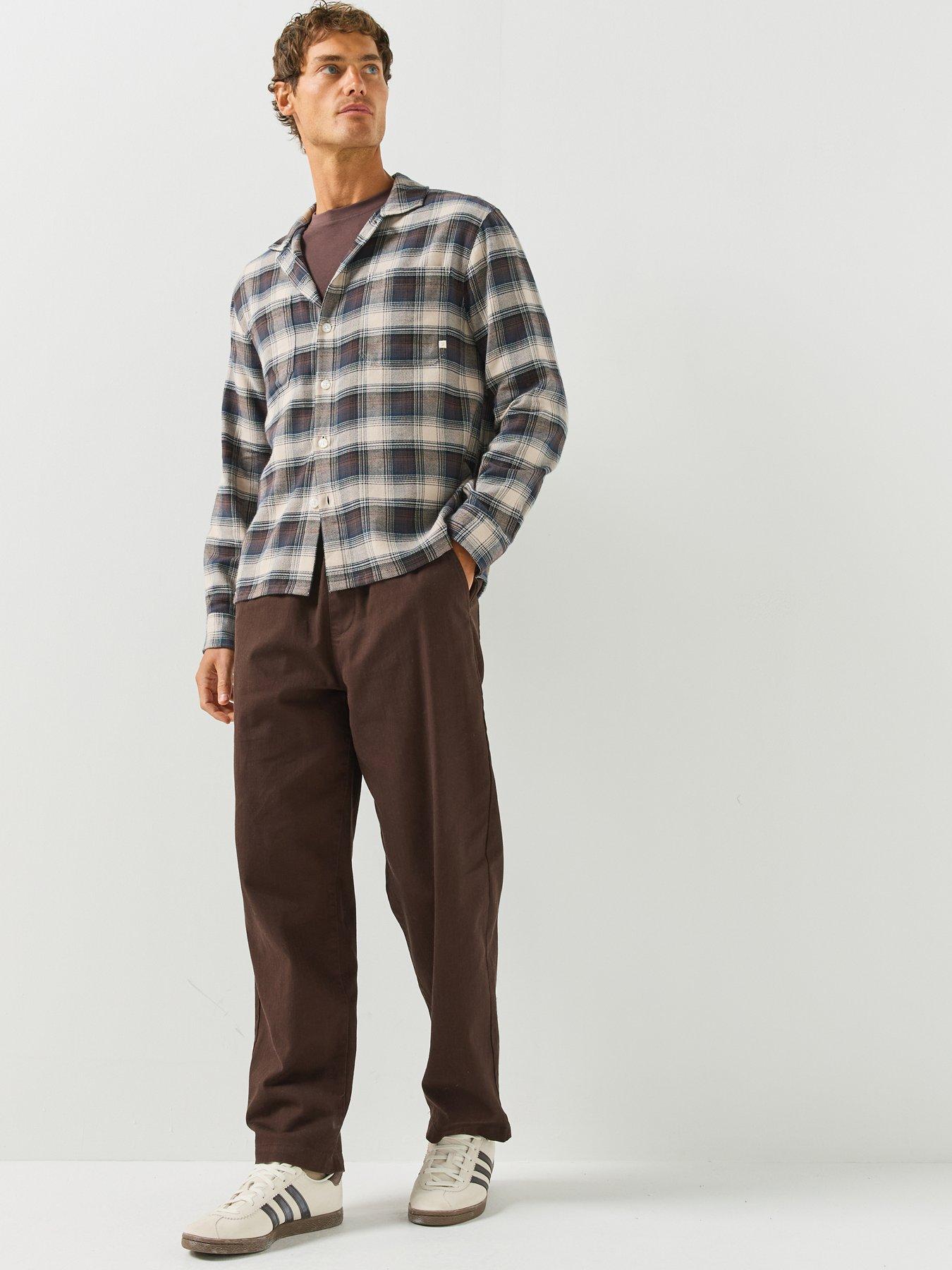 Image 3 of 6 of Farah Farah Lavelle F Tab Check Print Long Sleeve Shirt - Brown
