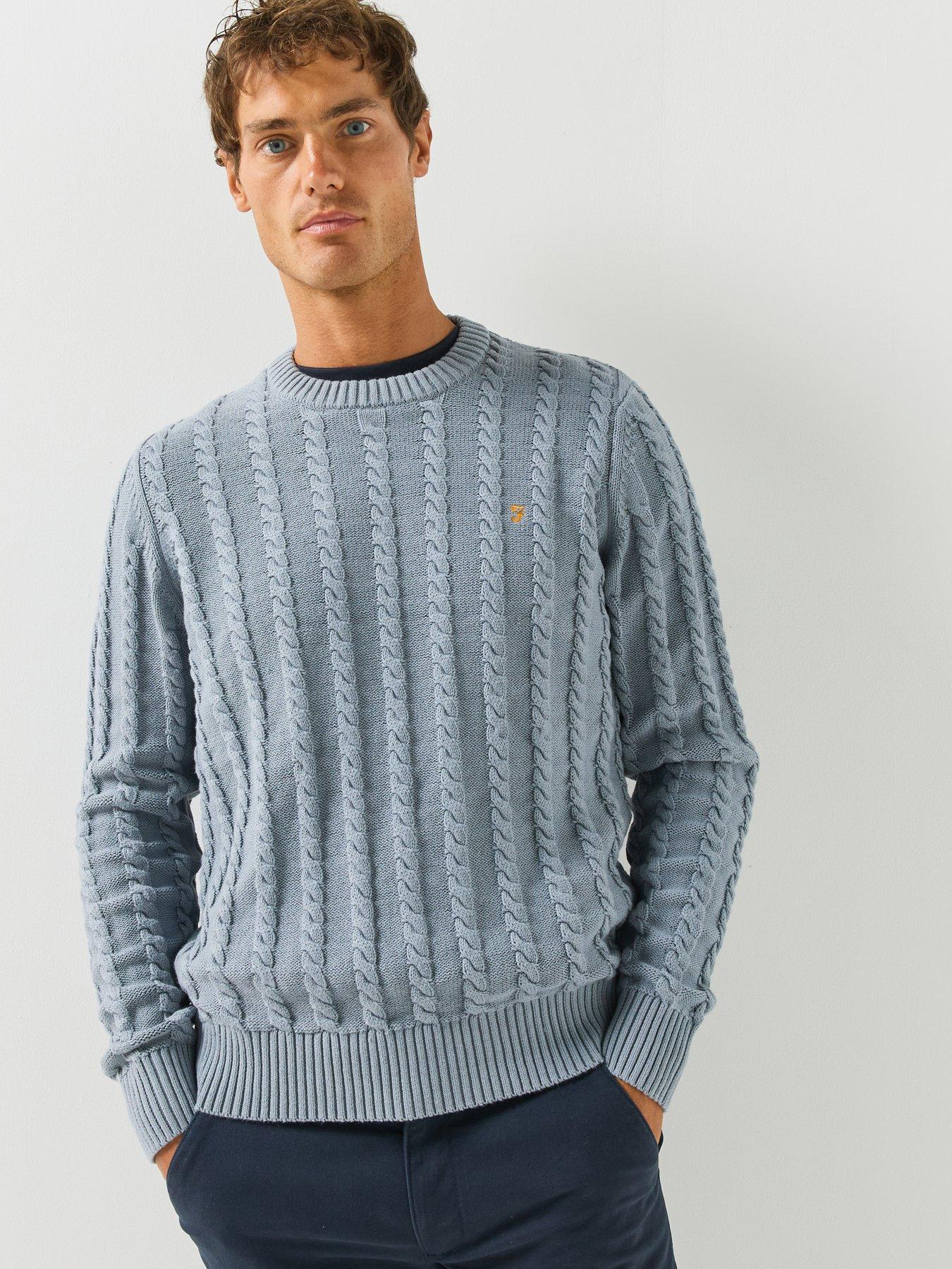 Farah Farah Gold F Knight Cable Knitted Jumper - Blue