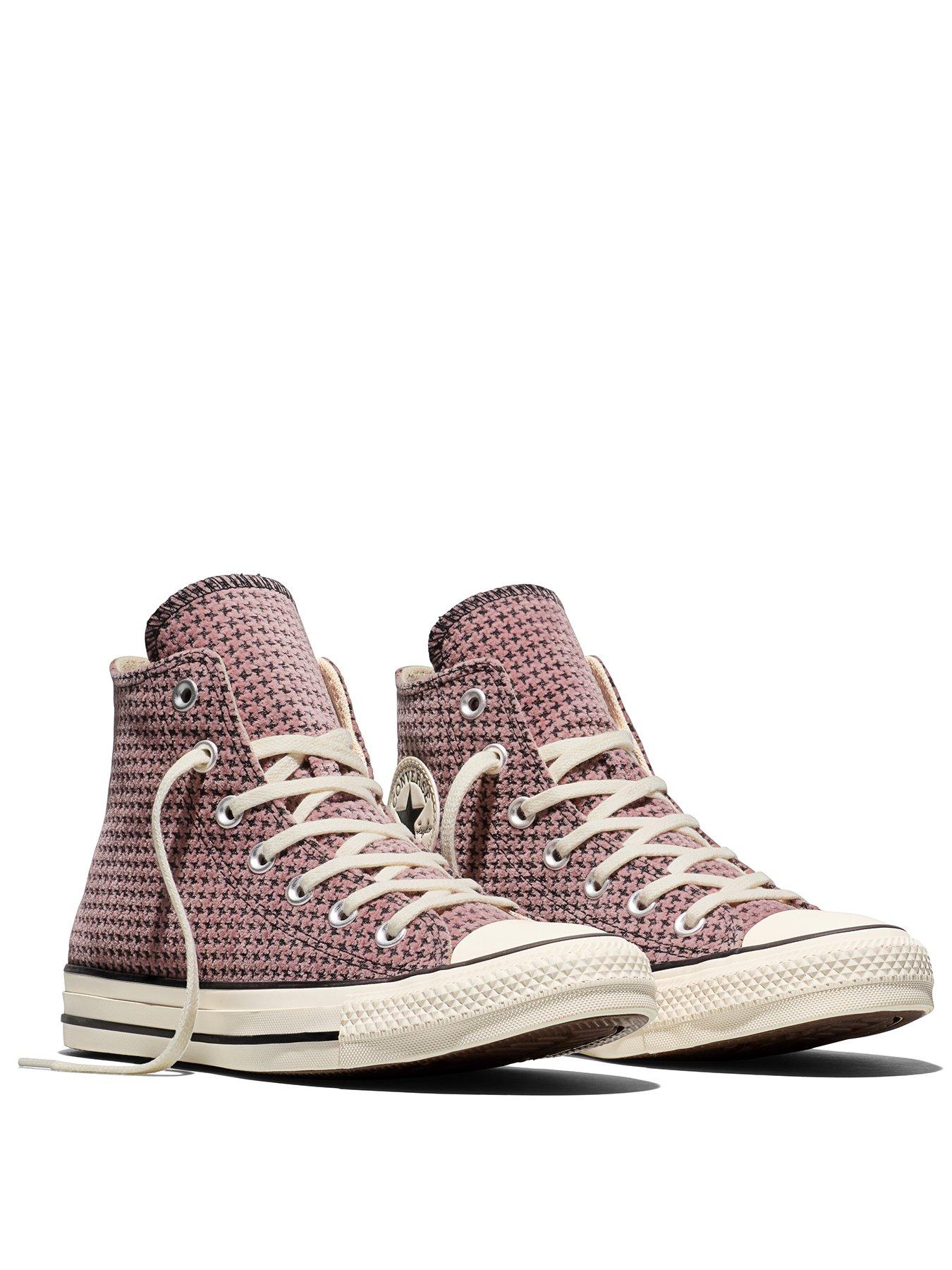 Image 2 of 5 of Converse Womens Chuck Taylor All Star Hi Houndstooth High-Top Lace-Up Trainers - Grey