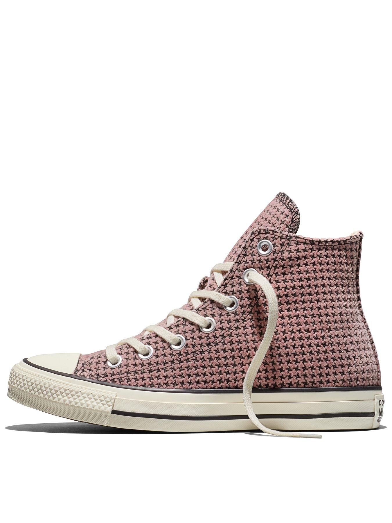 Image 3 of 5 of Converse Womens Chuck Taylor All Star Hi Houndstooth High-Top Lace-Up Trainers - Grey