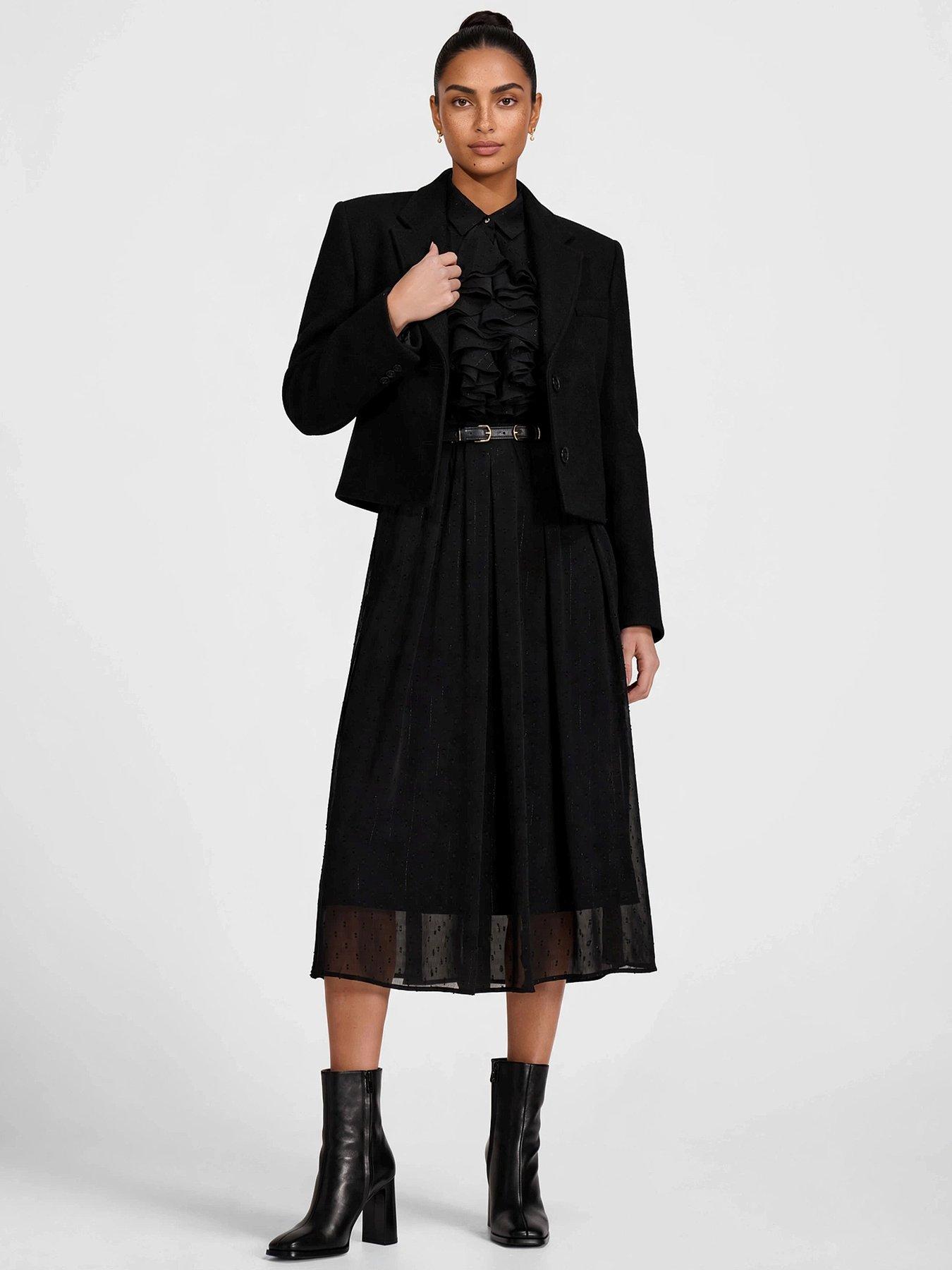 Image 3 of 7 of Jolie Moi Textured Chiffon Long Sleeve Shirt Dress