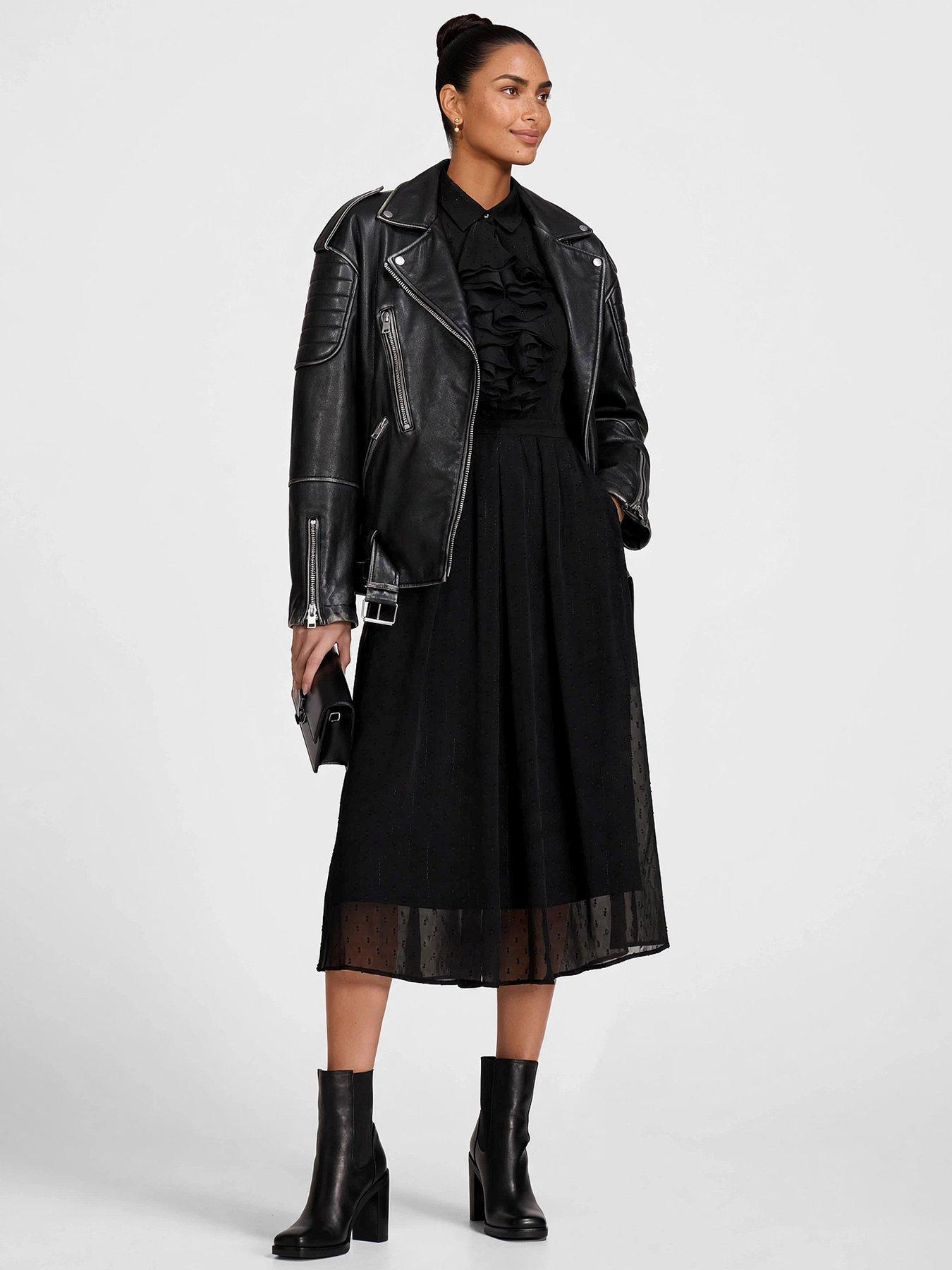 Image 7 of 7 of Jolie Moi Textured Chiffon Long Sleeve Shirt Dress