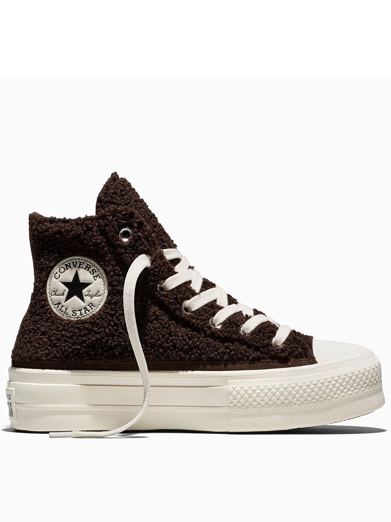Image 1 of 5 of Converse Womens Chuck Taylor All Star Lift Hi Winter Warm Trainers - Brown