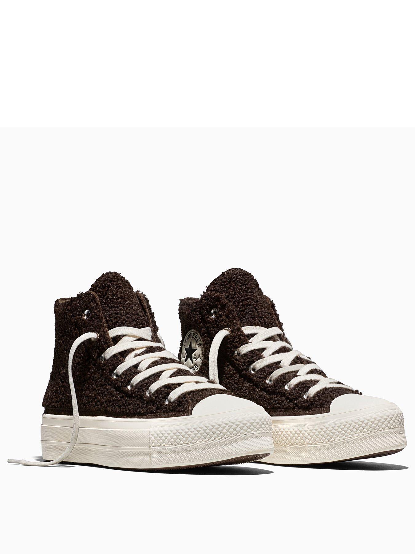 Image 2 of 5 of Converse Womens Chuck Taylor All Star Lift Hi Winter Warm Trainers - Brown