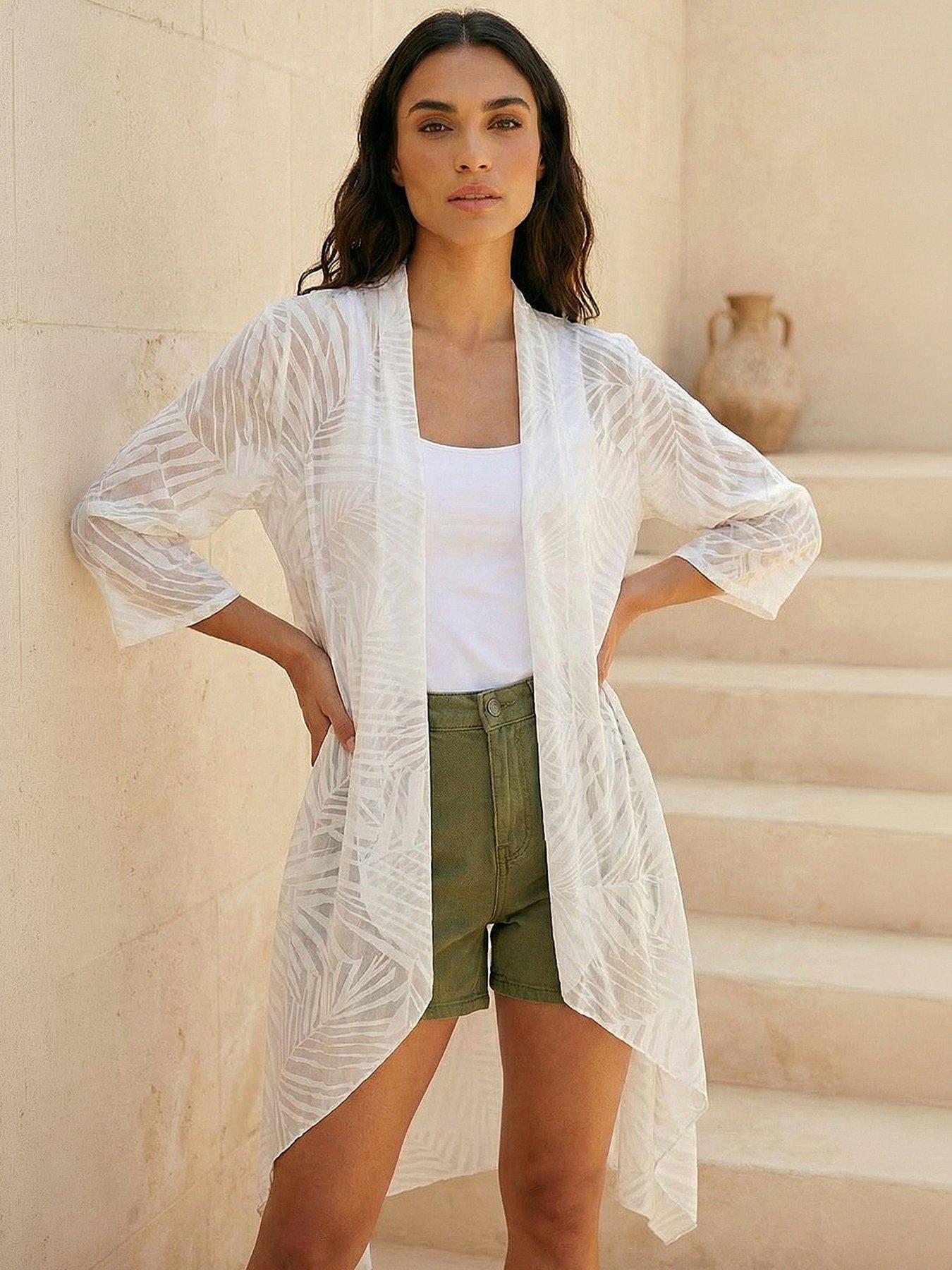 Roman Mesh Burnout Longline Kimono