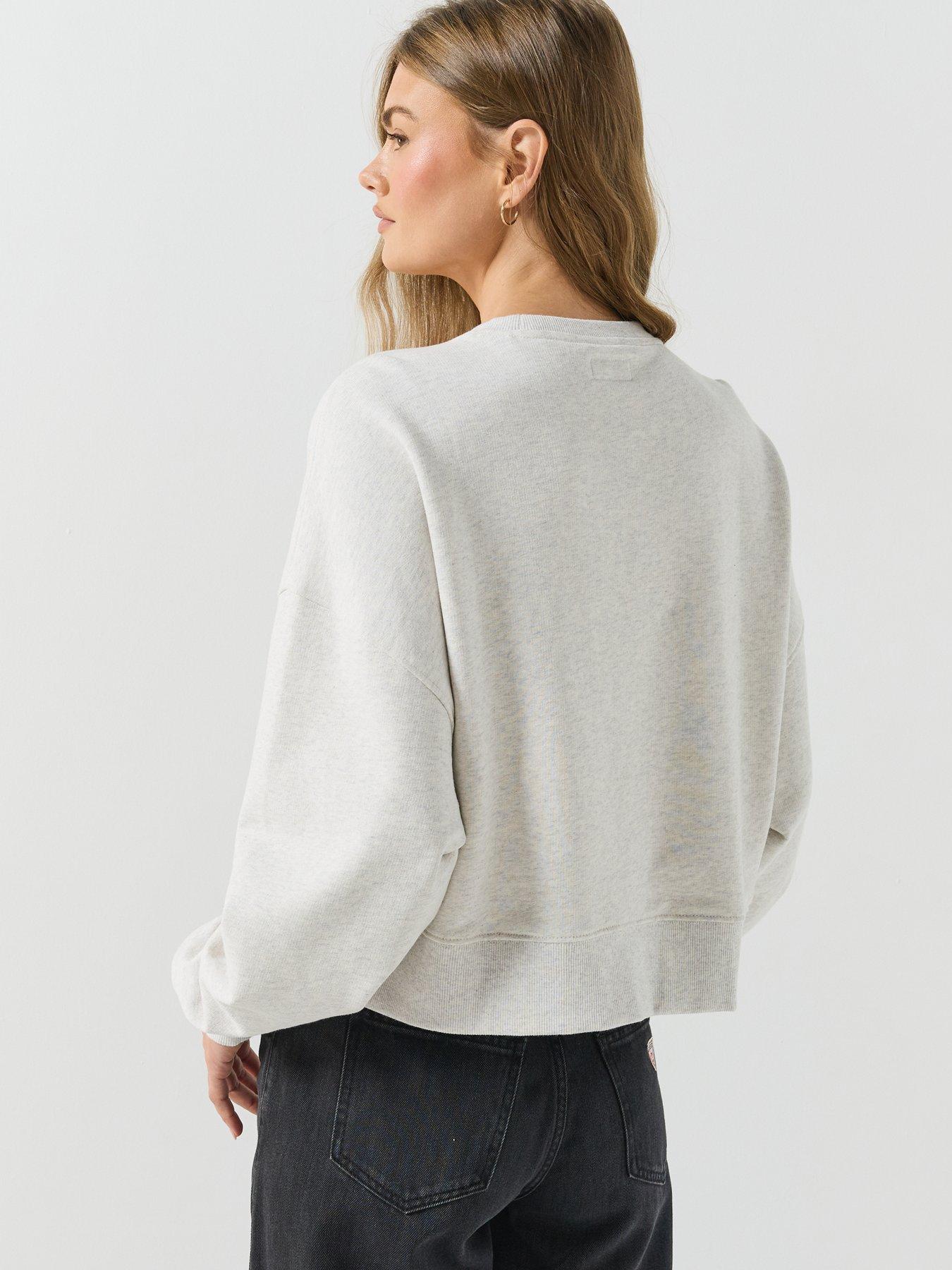 Image 2 of 6 of Guess Jeans Cropped Drop Shoulder Leopard Top - Grey