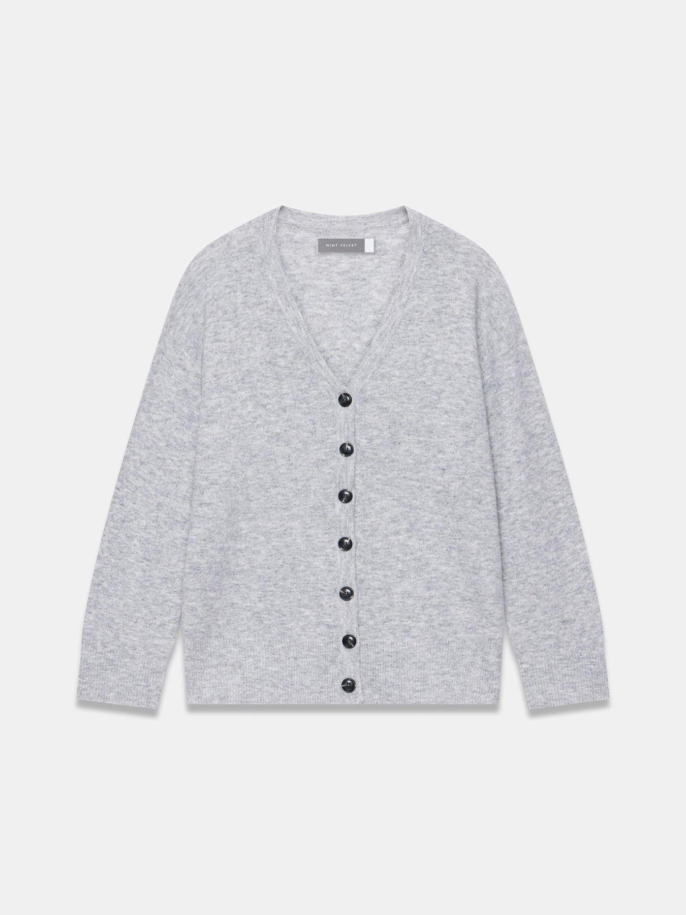 Image 5 of 6 of Mint Velvet Cosy V-Neck Button Front Cardigan - Grey