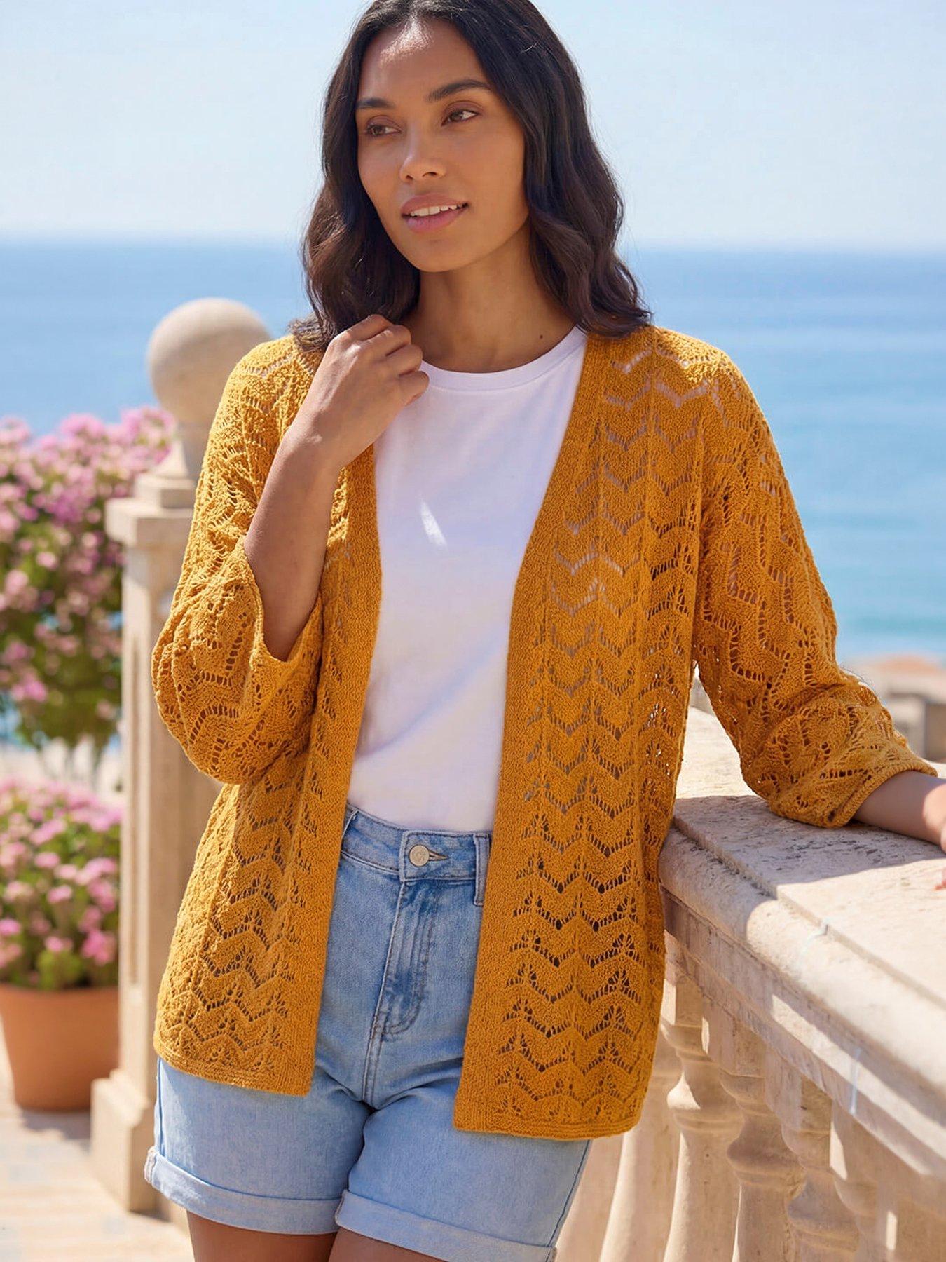 Roman Wave Stitch Detail Knit Cardigan