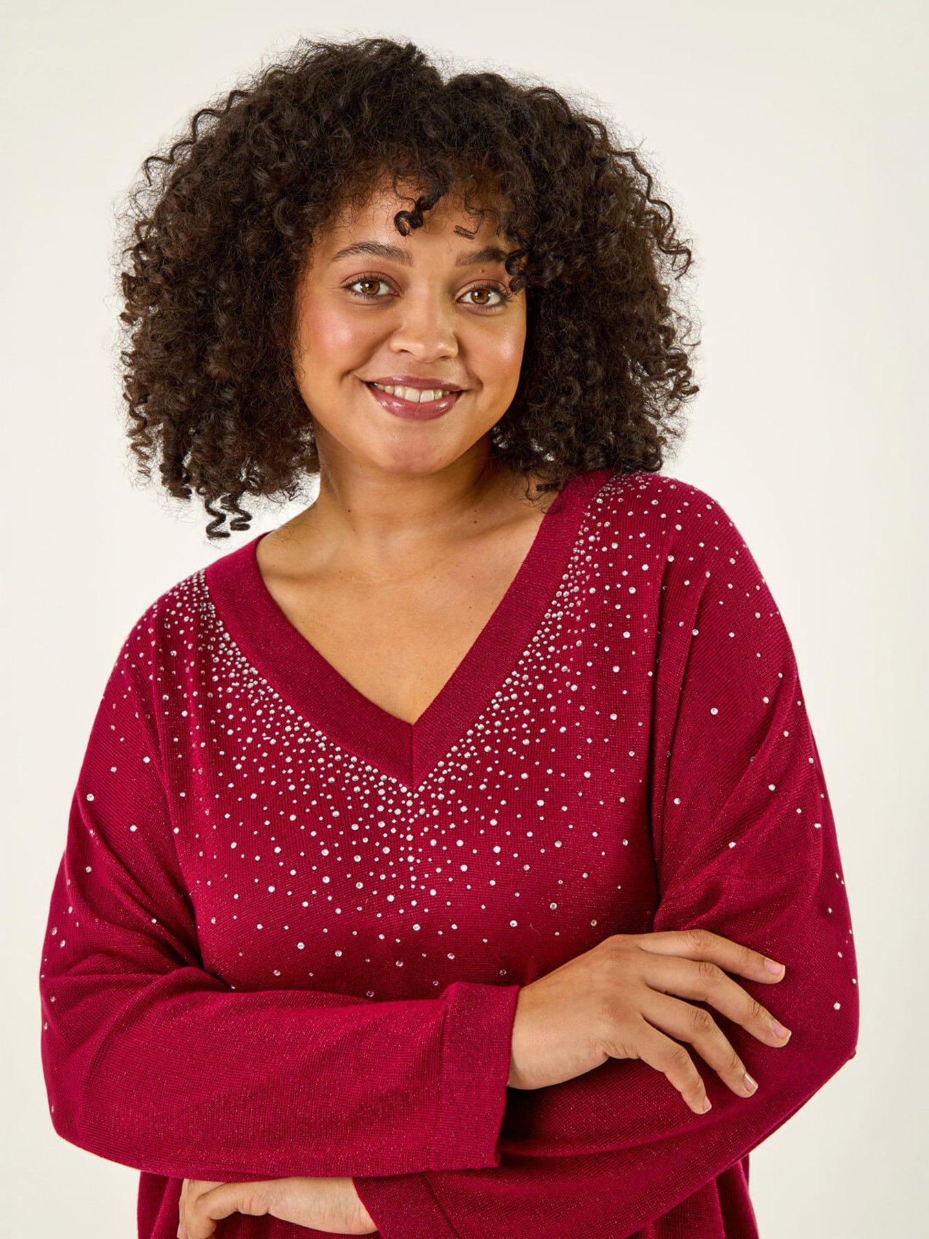 Roman Curve Sparkly Knit Top