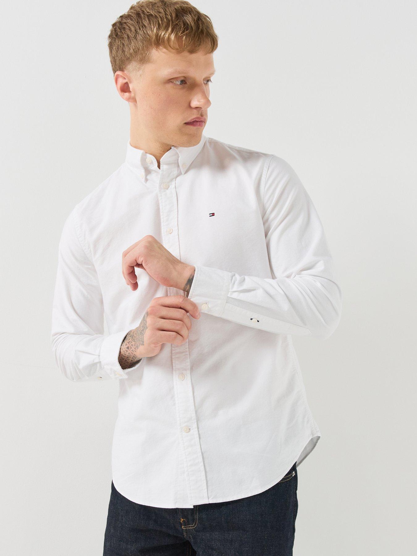 Image 1 of 6 of Tommy Hilfiger Solid Heritage Oxford Long Sleeve Shirt - White