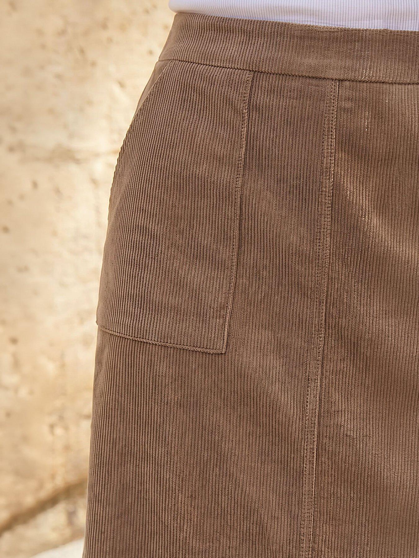 Image 2 of 4 of Roman Petite Cord Pocket Skirt - Beige