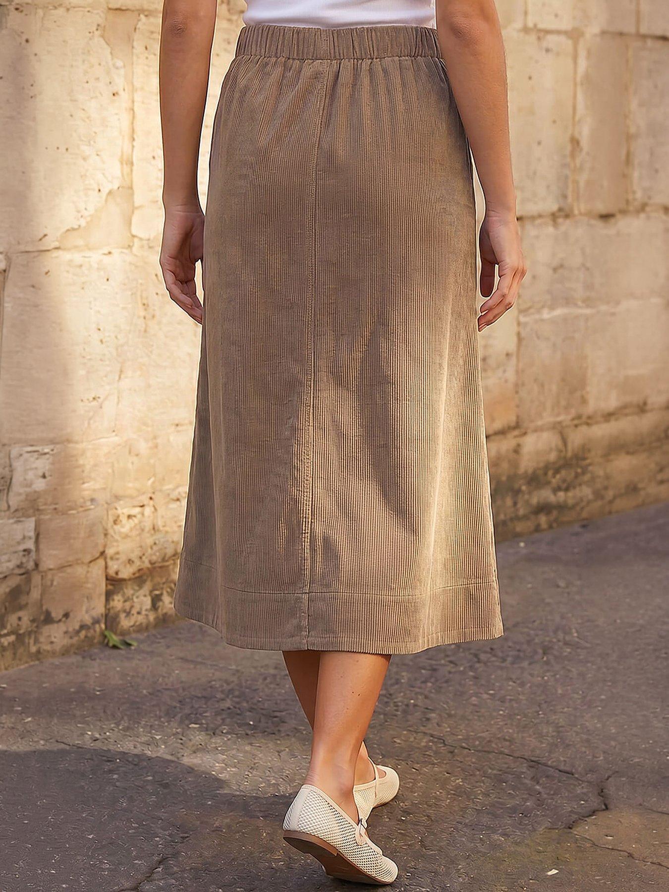 Image 3 of 4 of Roman Petite Cord Pocket Skirt - Beige