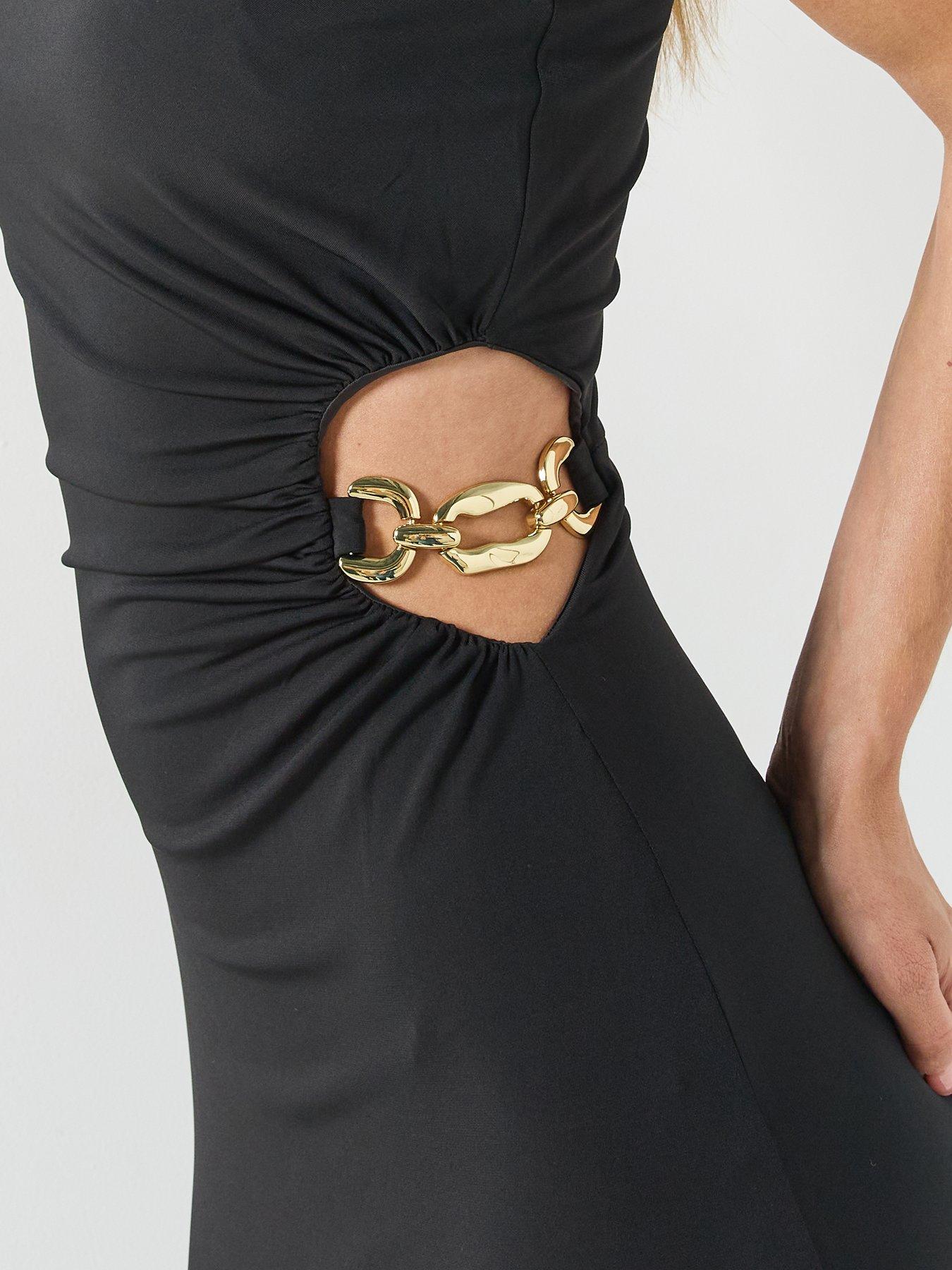 Image 4 of 5 of Guess One Shoulder Jazlyn Dress - Black