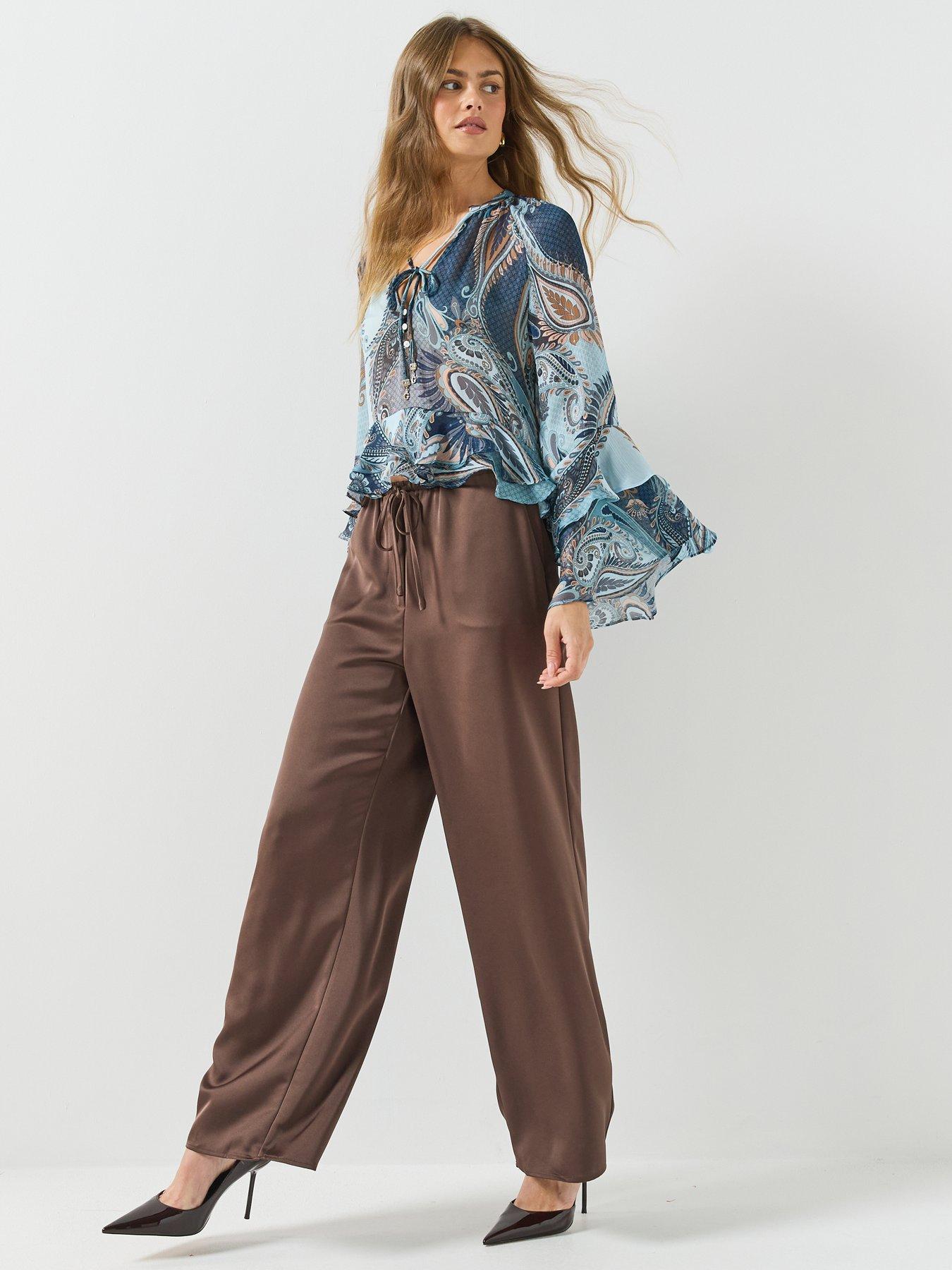 Image 6 of 6 of Guess Long Sleeve Nicole Ruffled Blouse - Blue