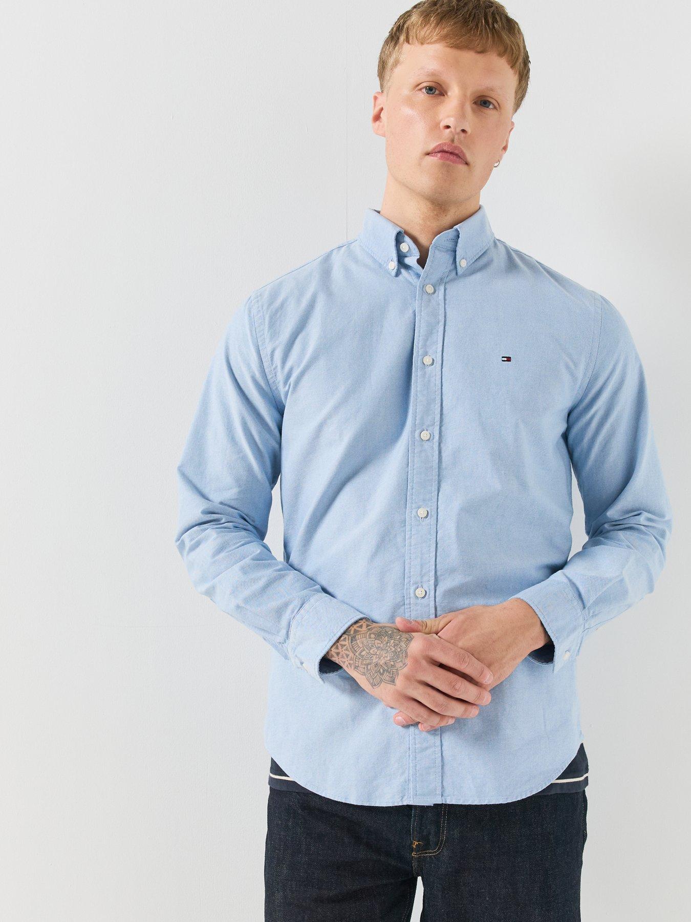 Image 6 of 6 of Tommy Hilfiger Mens Regular Fit Button-Down Collar Oxford Shirt - Light Blue
