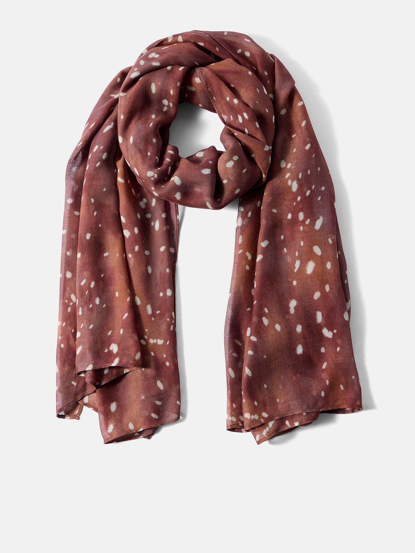 Image 1 of 3 of Mint Velvet Spot Print Lightweight Scarf - Brown