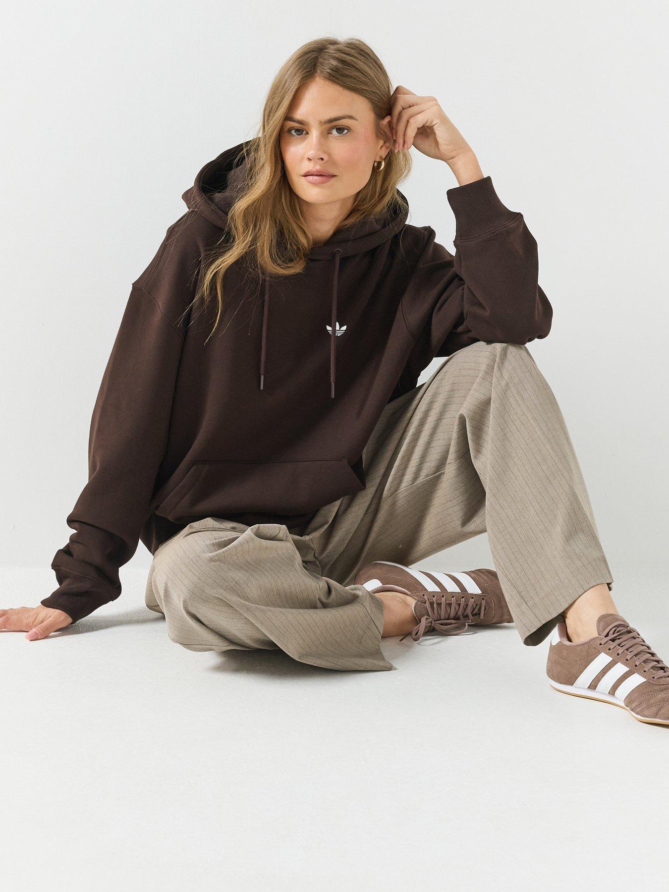 Image 6 of 6 of adidas Originals Womens Ess Oversized Hoodie - Brown
