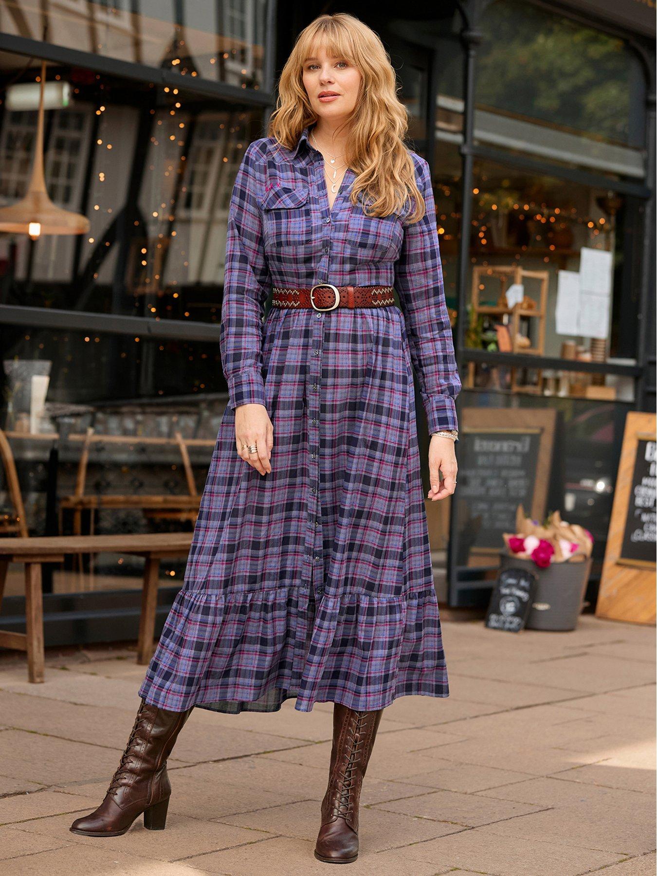 Image 1 of 7 of Joe Browns Western Check Button Through Maxi Dress