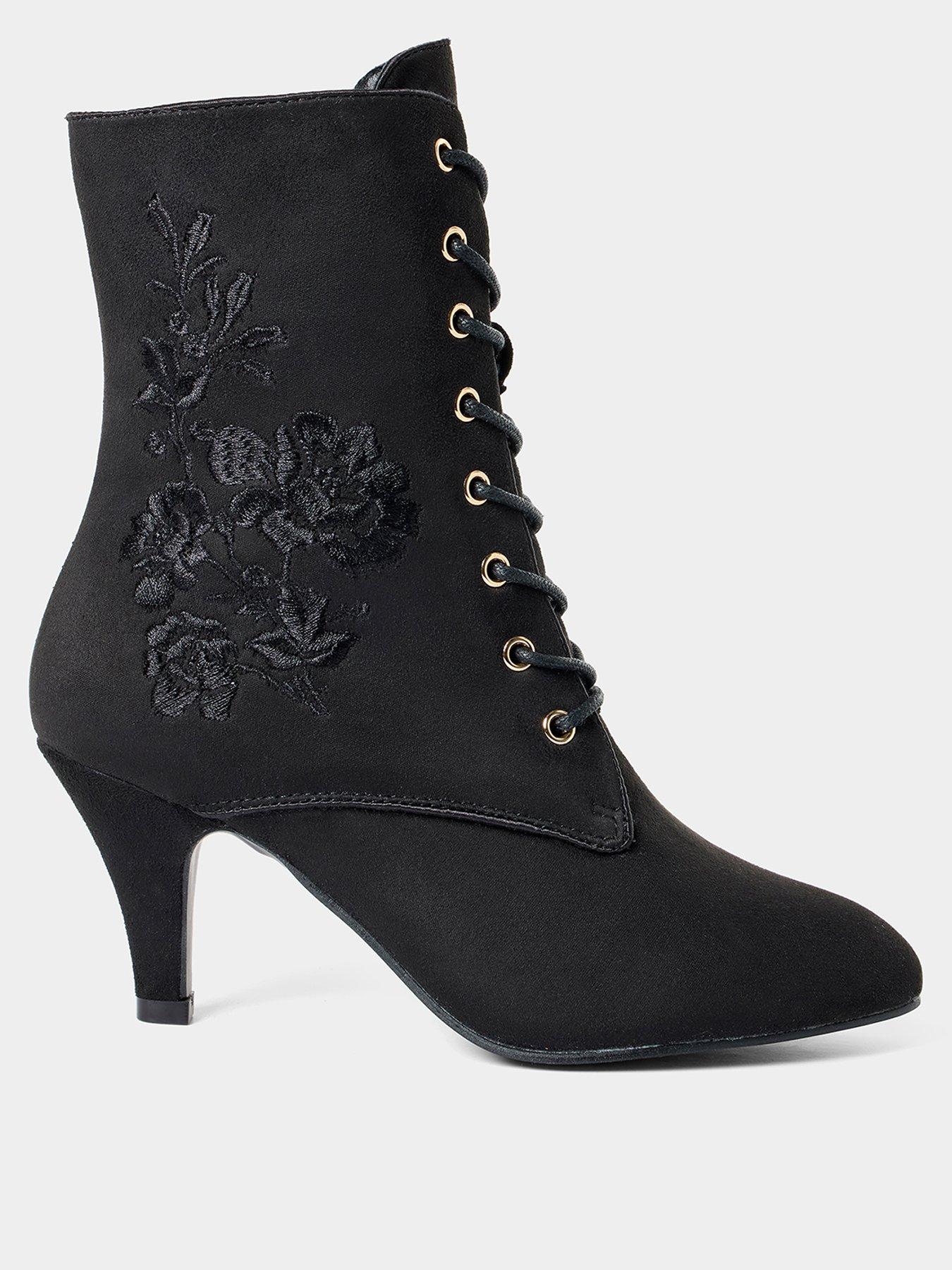 Joe Browns Grace Embroidered Lace Up Ankle Boots