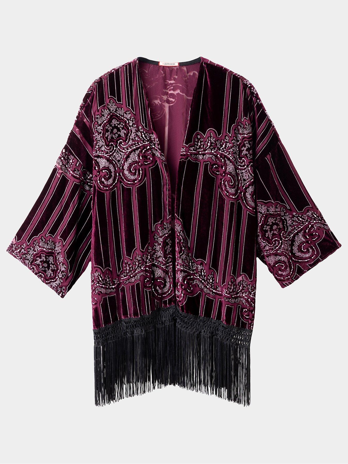 Image 7 of 7 of Joe Browns Rosefall Devore Fringe Kimono