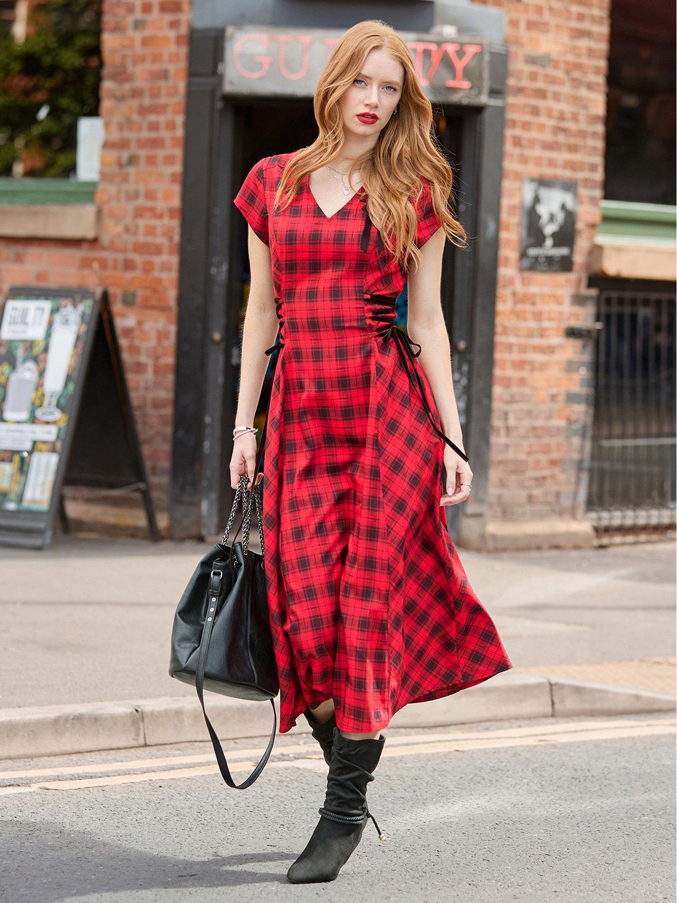 Joe Browns Trixie Check Lace Up Side Maxi Dress | Littlewoods