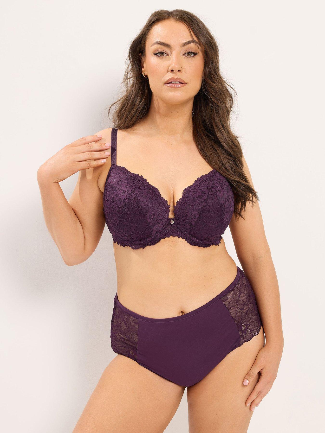 Image 3 of 4 of Yours Curve Anja Lace Padded Bra - Purple