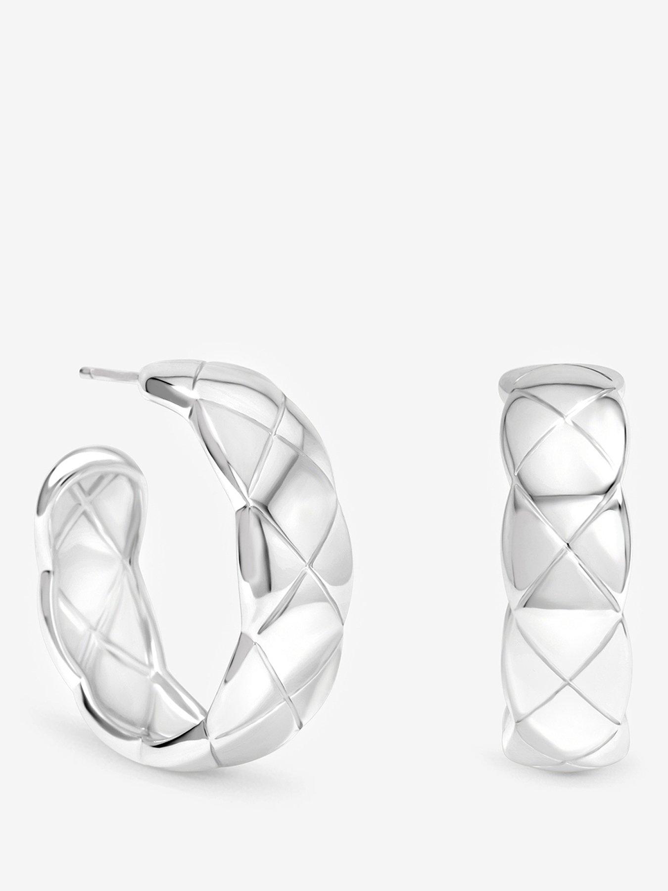 Inicio Inicio Silver Large Quilted Hoops
