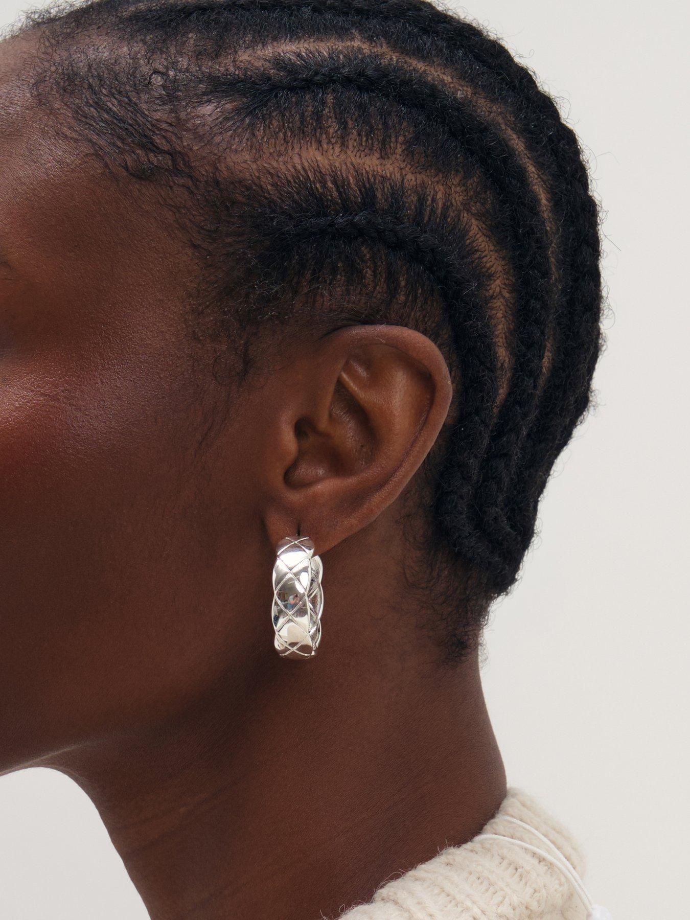 Image 2 of 3 of Inicio Silver Large Quilted Hoops