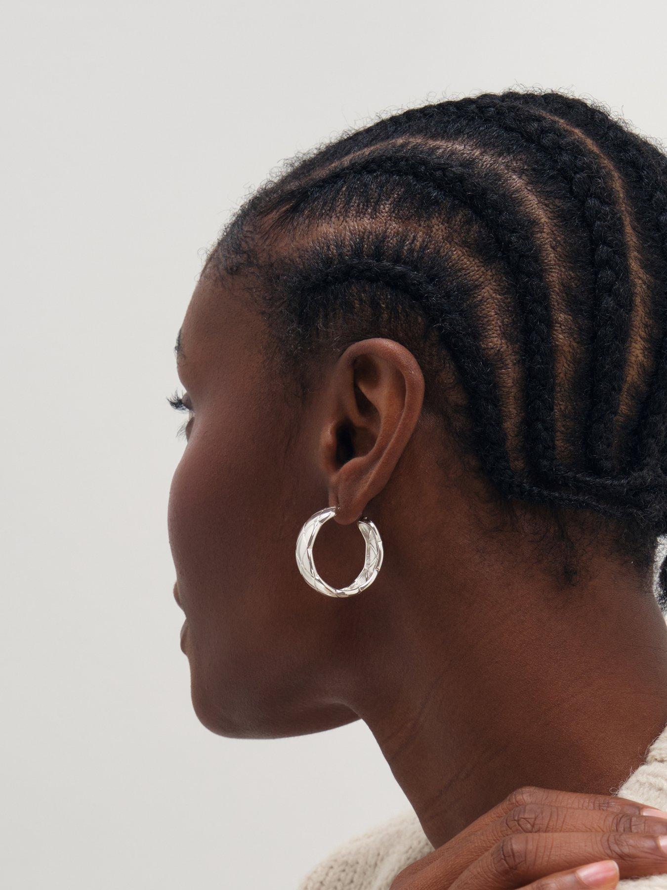 Image 3 of 3 of Inicio Silver Large Quilted Hoops