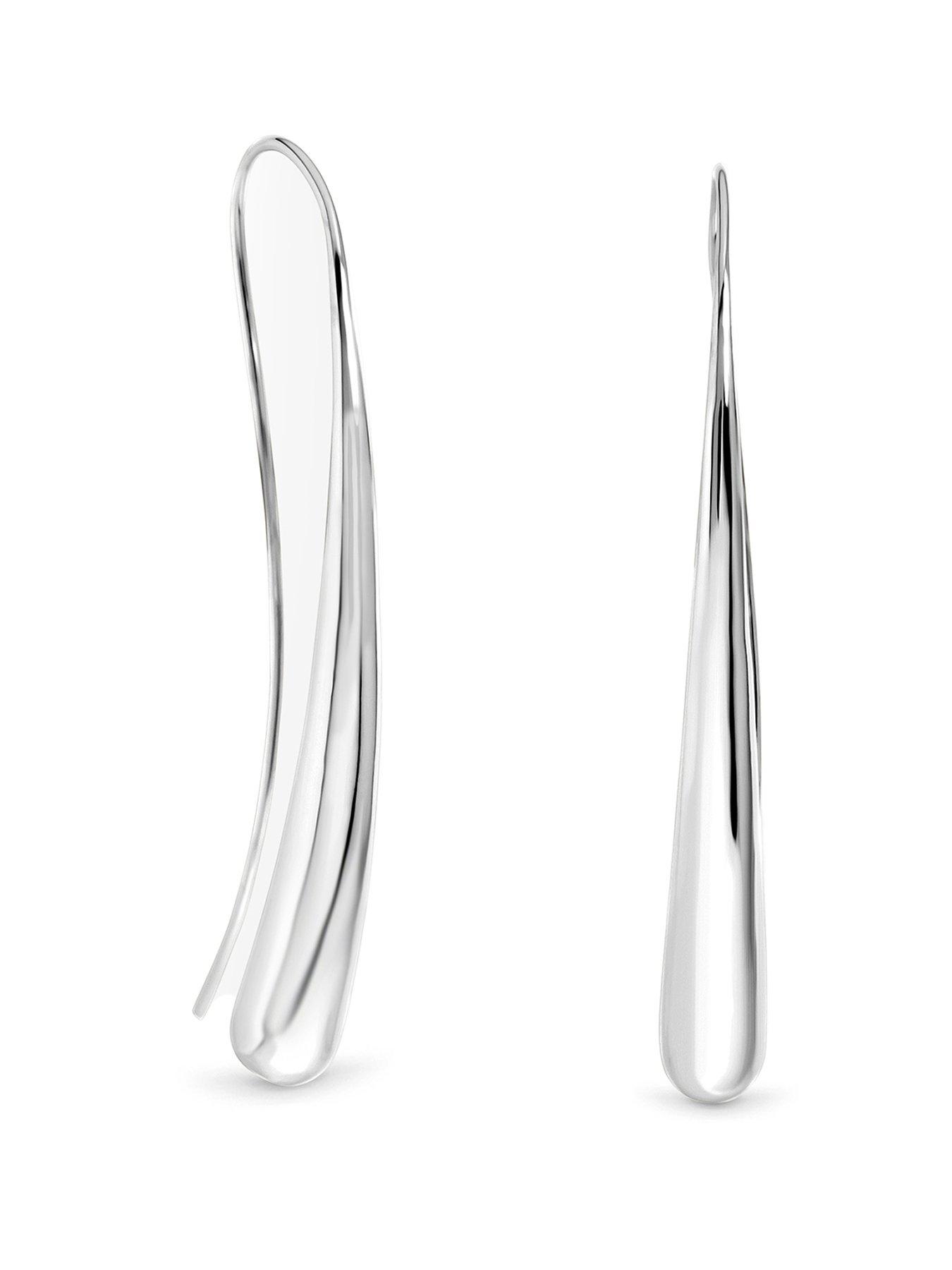 Inicio Inicio Silver Organic Long Teardrop Earrings