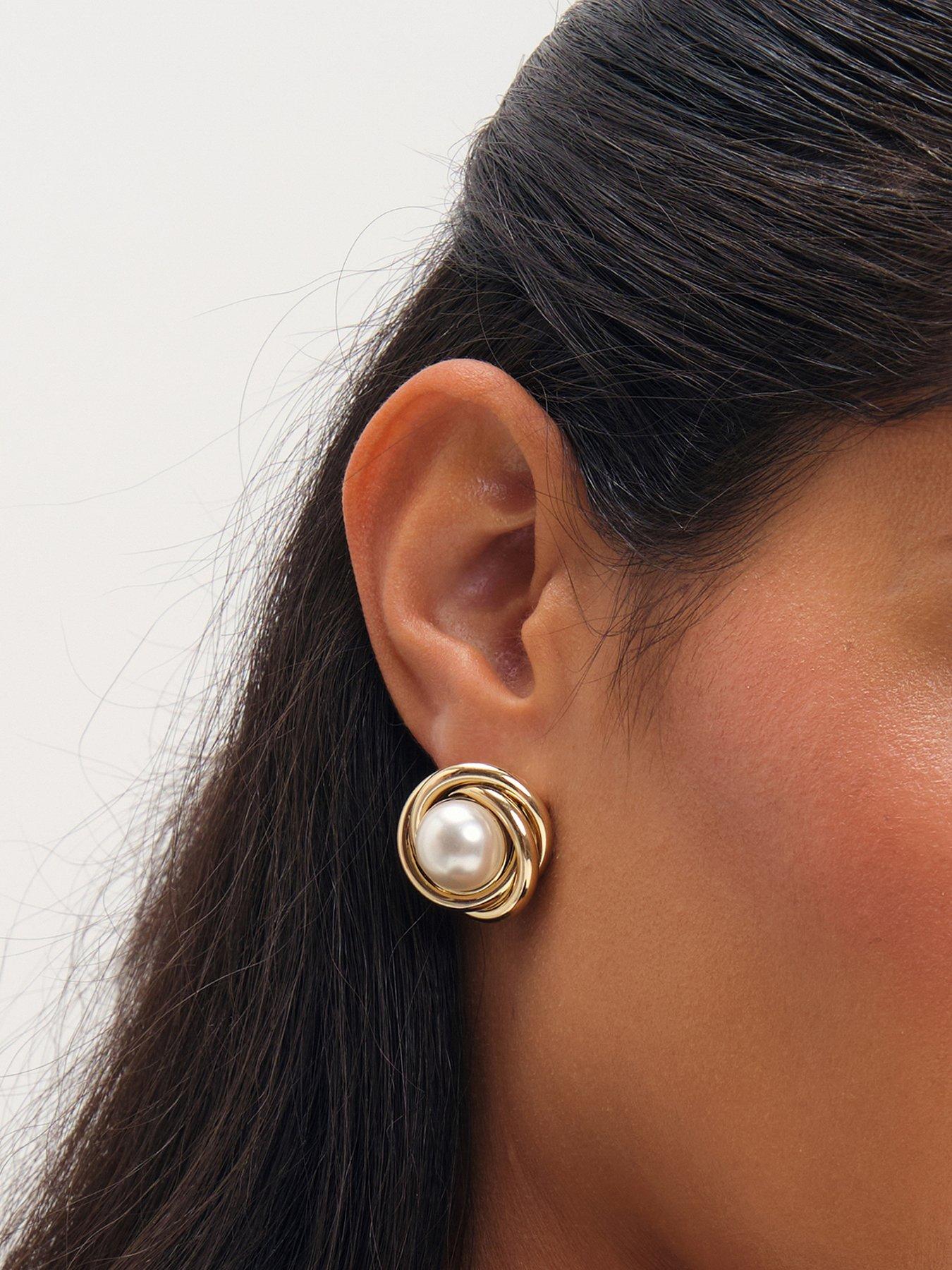 Jon Richard Jon Richard Gold Plated And Pearl Statement Earrings