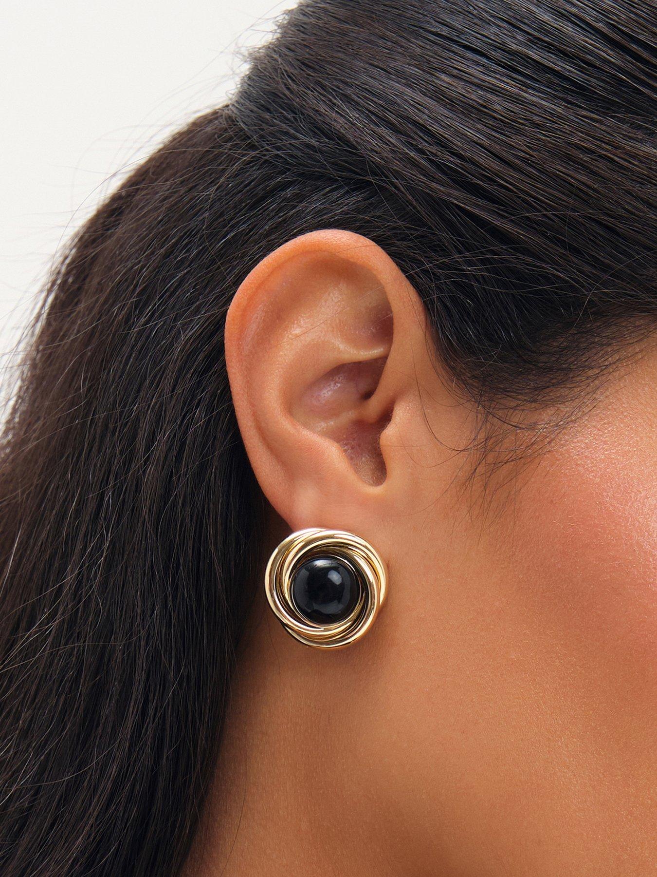 Jon Richard Jon Richard Gold Plated And Jet Statement Earrings