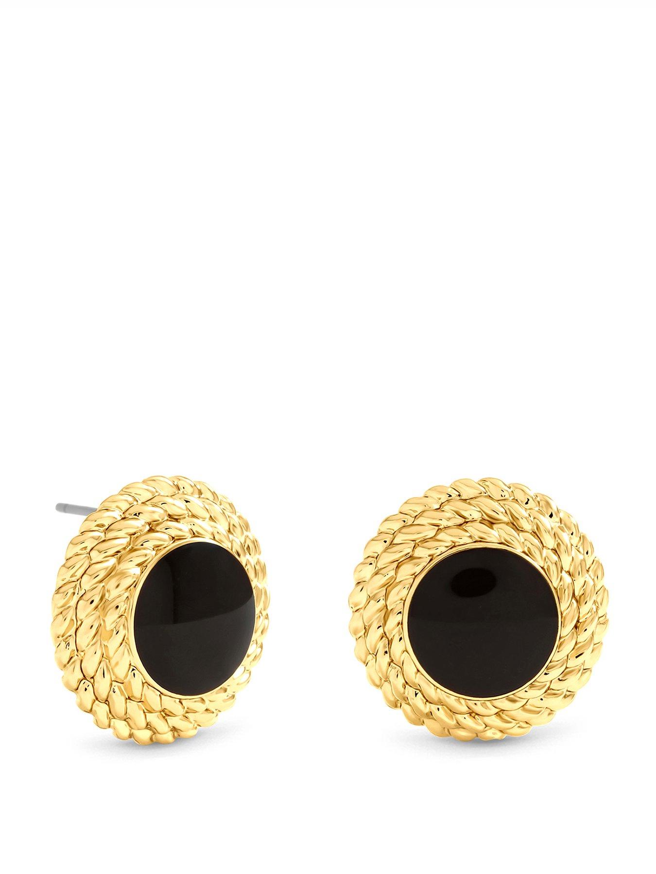 Image 1 of 3 of Jon Richard Gold Plated And Jet Stud Earrings
