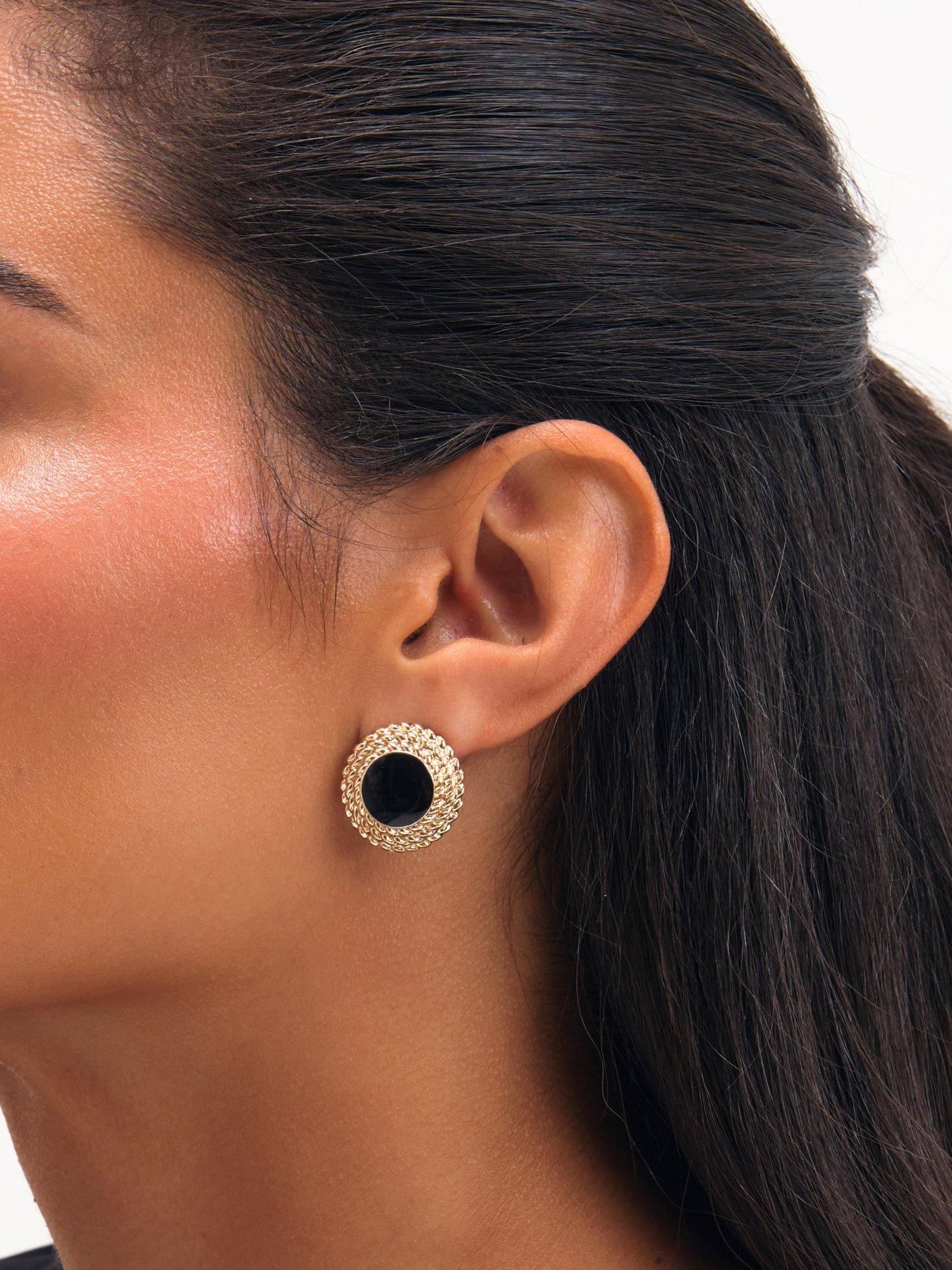 Image 3 of 3 of Jon Richard Gold Plated And Jet Stud Earrings