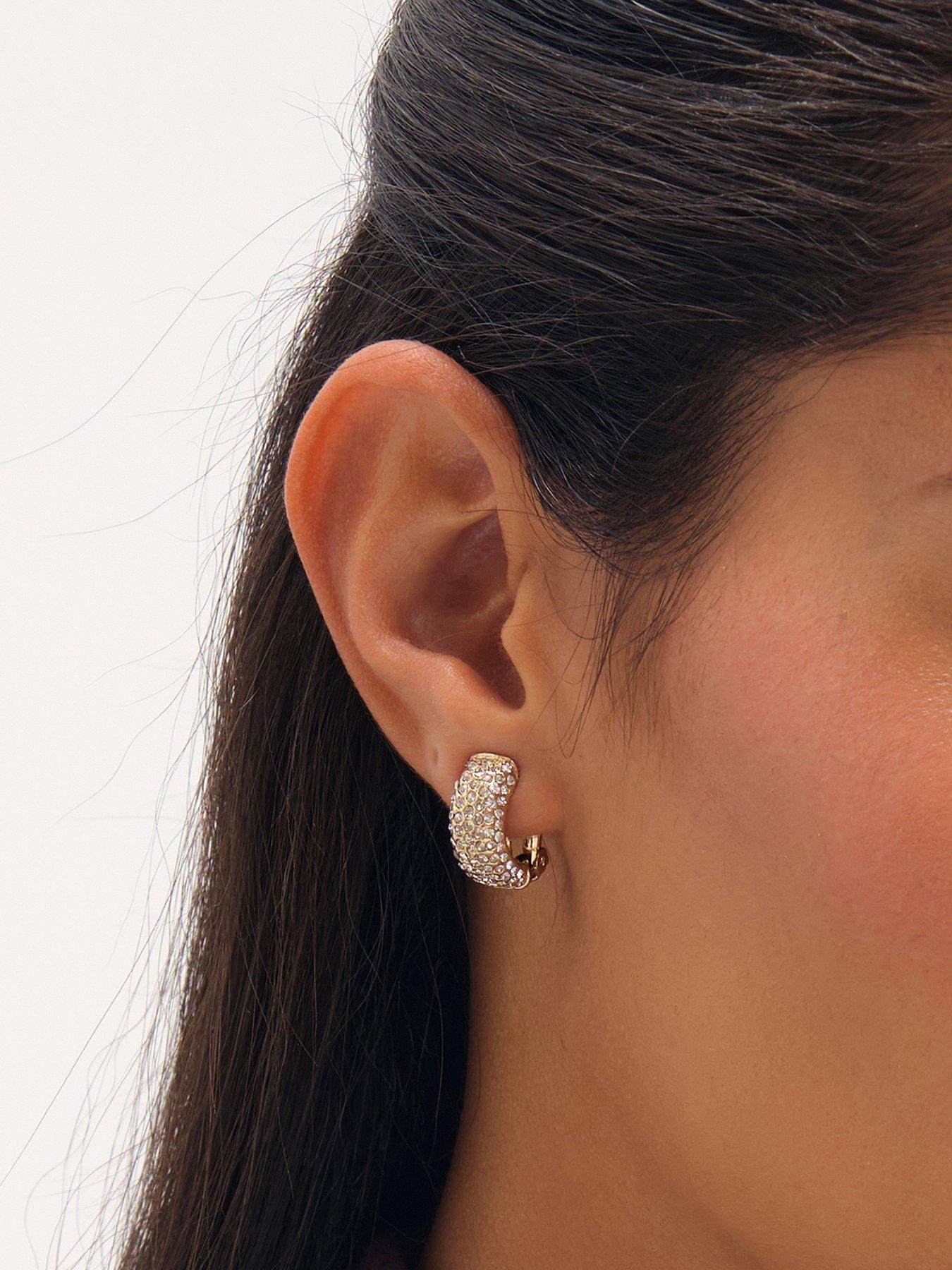 Jon Richard Gold Plated Crystal Hoop Clip Earrings
