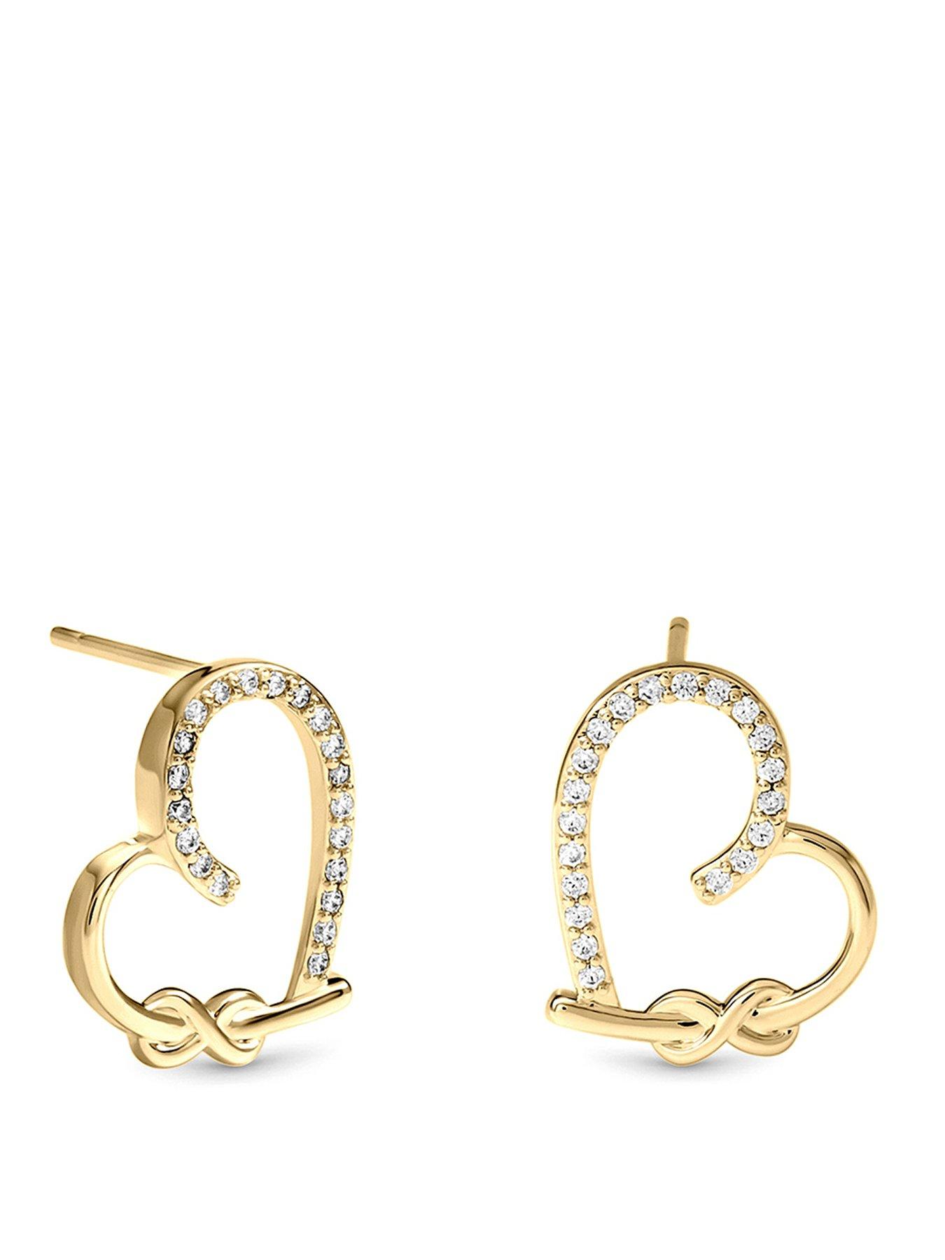 Inicio Gold Pave Open Heart Studs